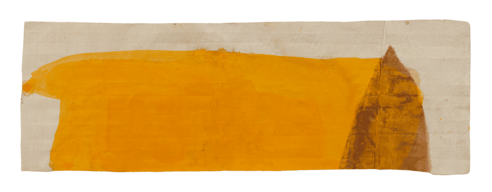 A painting by Suzan Frecon, titled orange and purple composition, dated 2011.