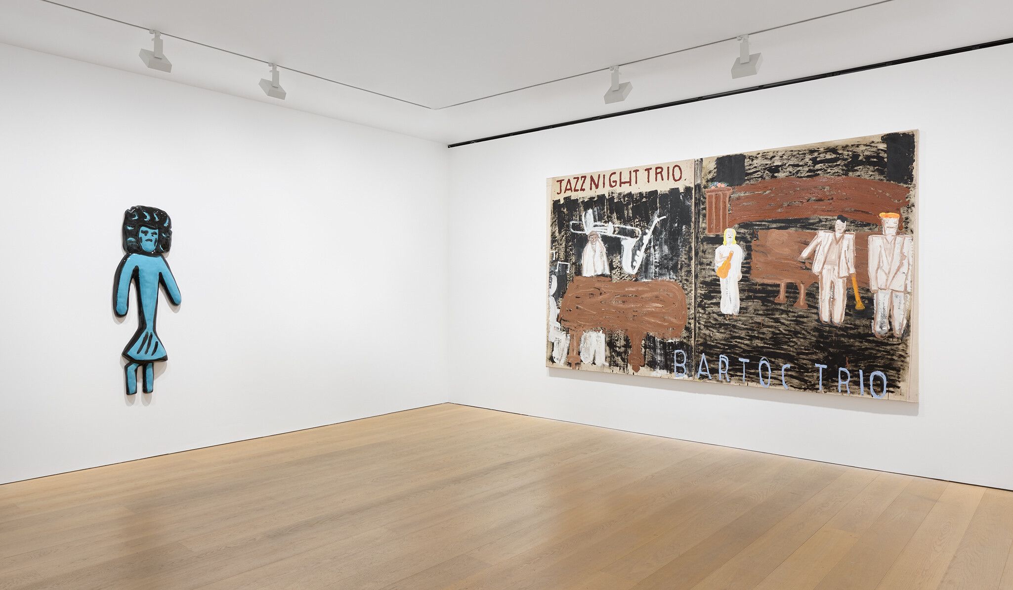 Installation view of Grumpy Girl and Jazz Night Trio, Bartok
