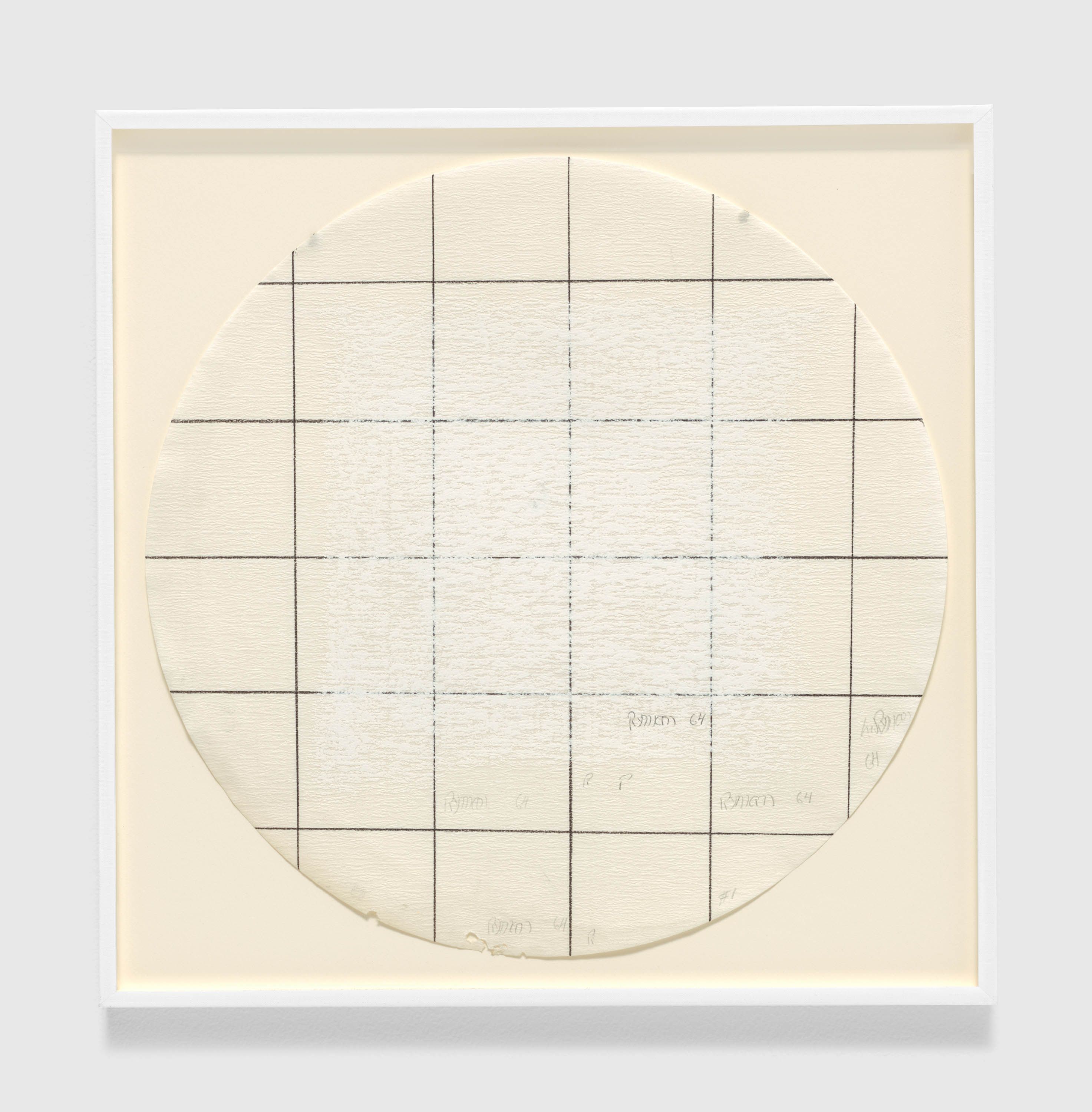 A work on paper by Robert Ryman, titled Study for Five, dated 1964.