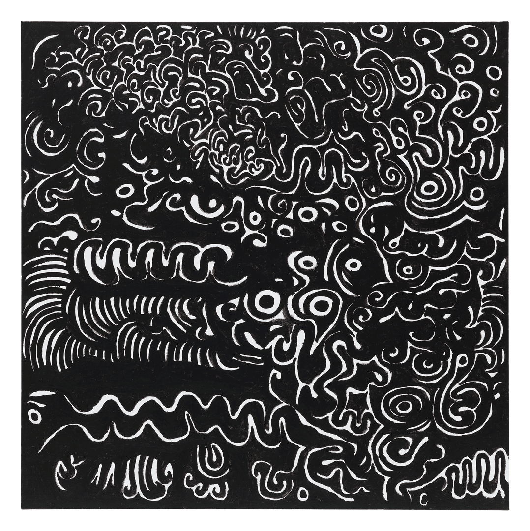 A painting by Yayoi Kusama, titled CLOUD'S MUTTER THAT I LOVED, dated 2020.