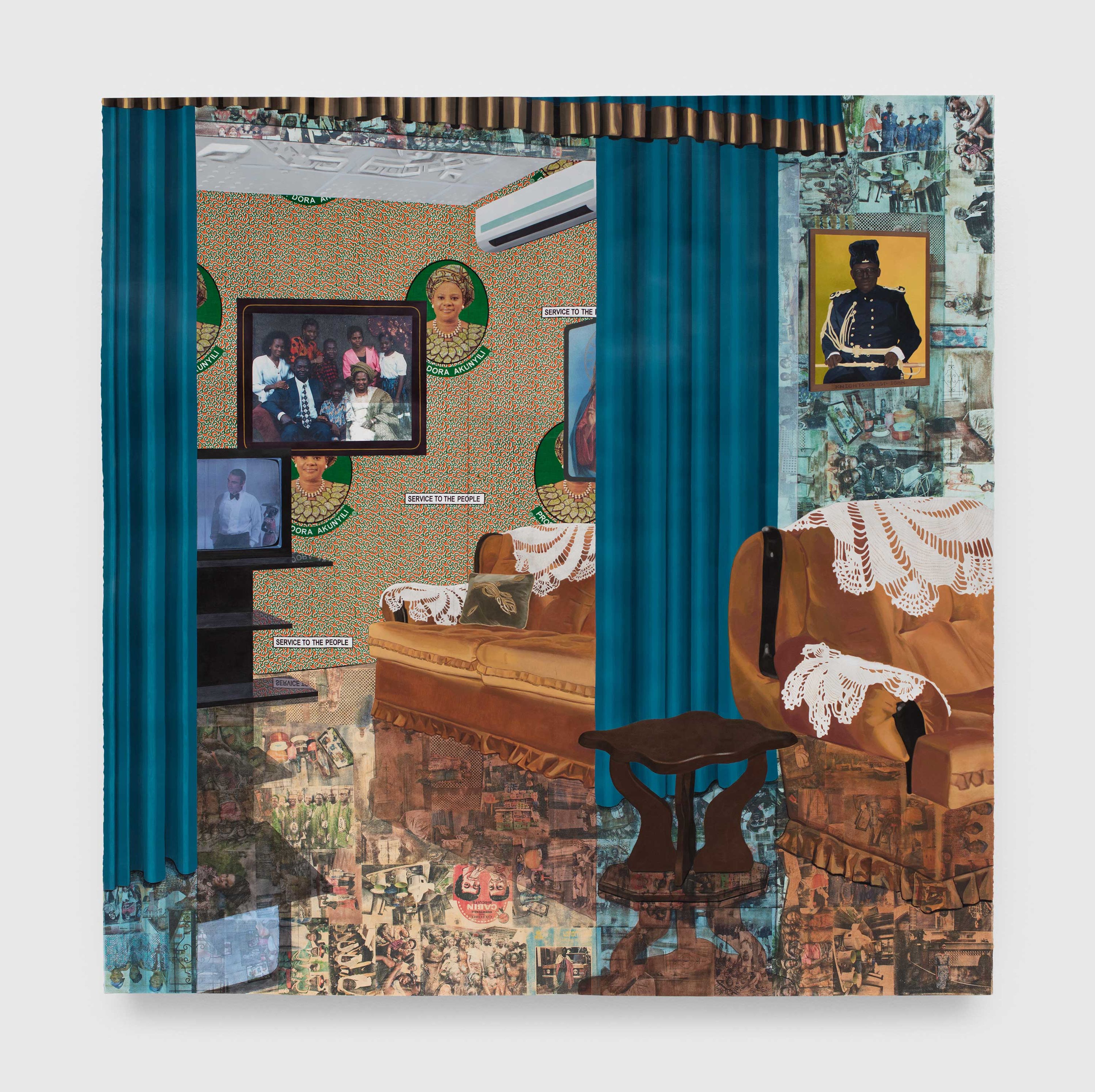 A painting by Njideka Akunyili Crosby titled Home: As You See Me, dated 2017.