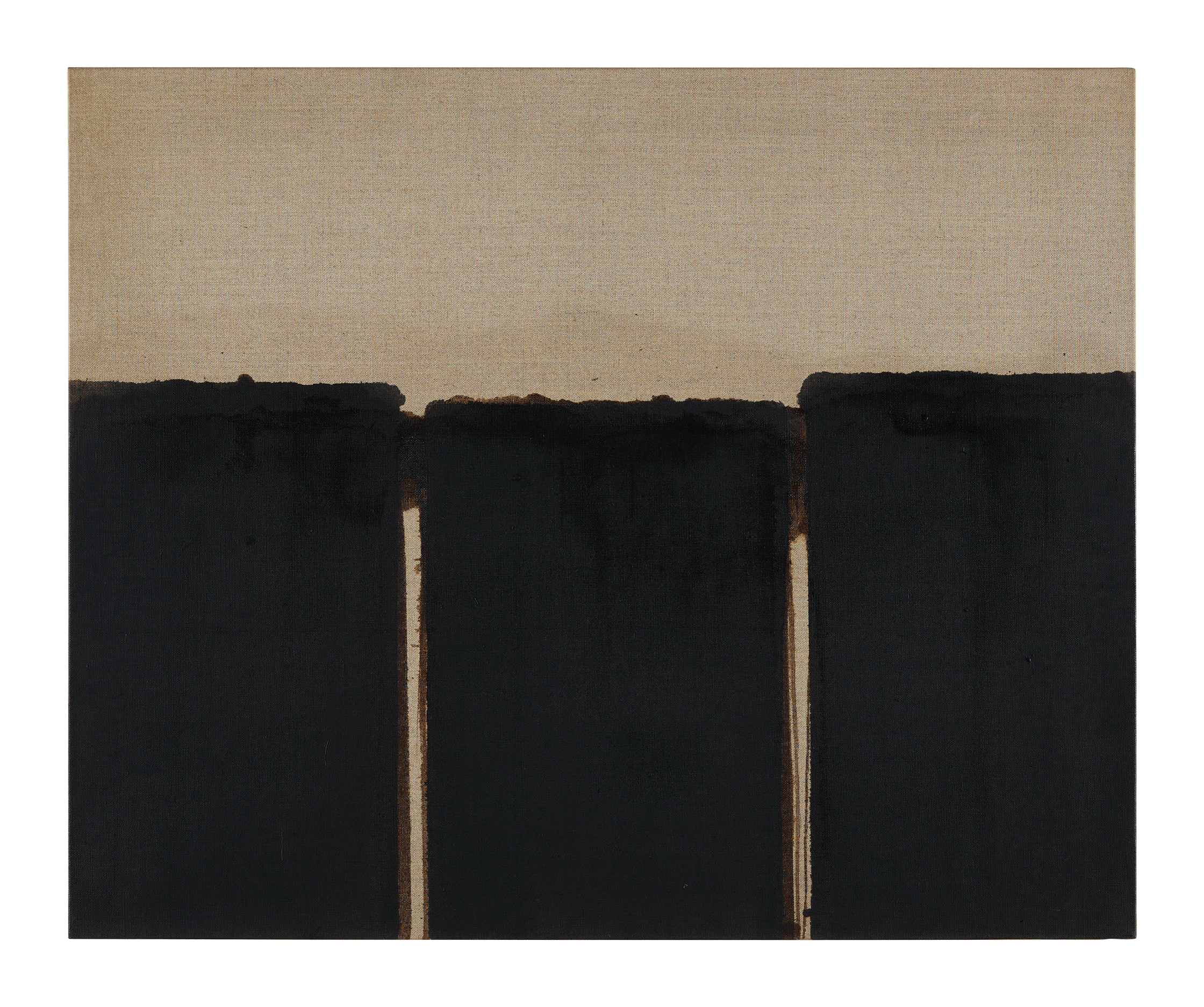 A painting by Yun Hyong-keun, titled Burnt Umber & Ultramarine, dated 1992.