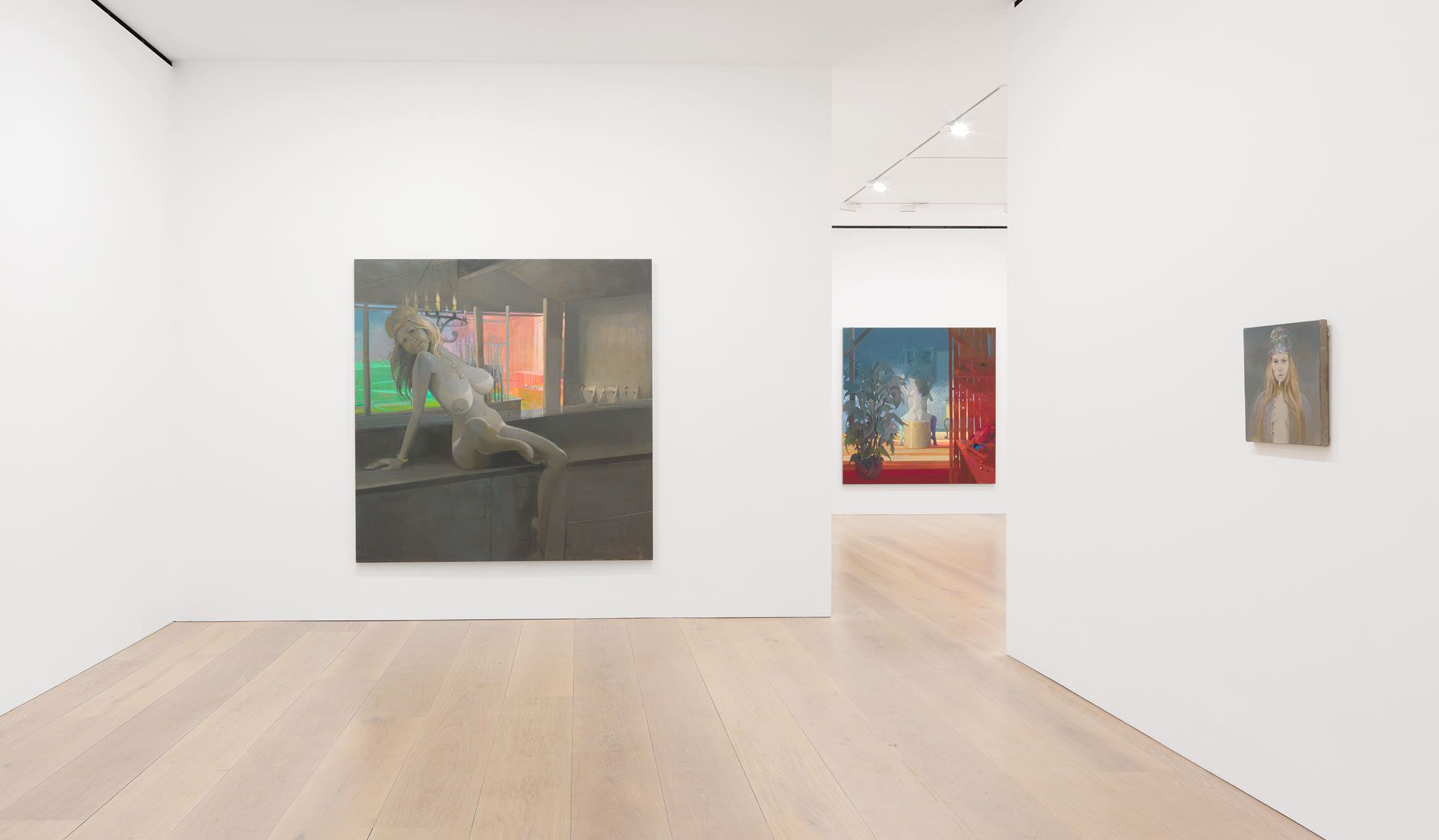 An installation view of the exhibition Lisa Yuskavage, at David Zwirner London, dated 2017.