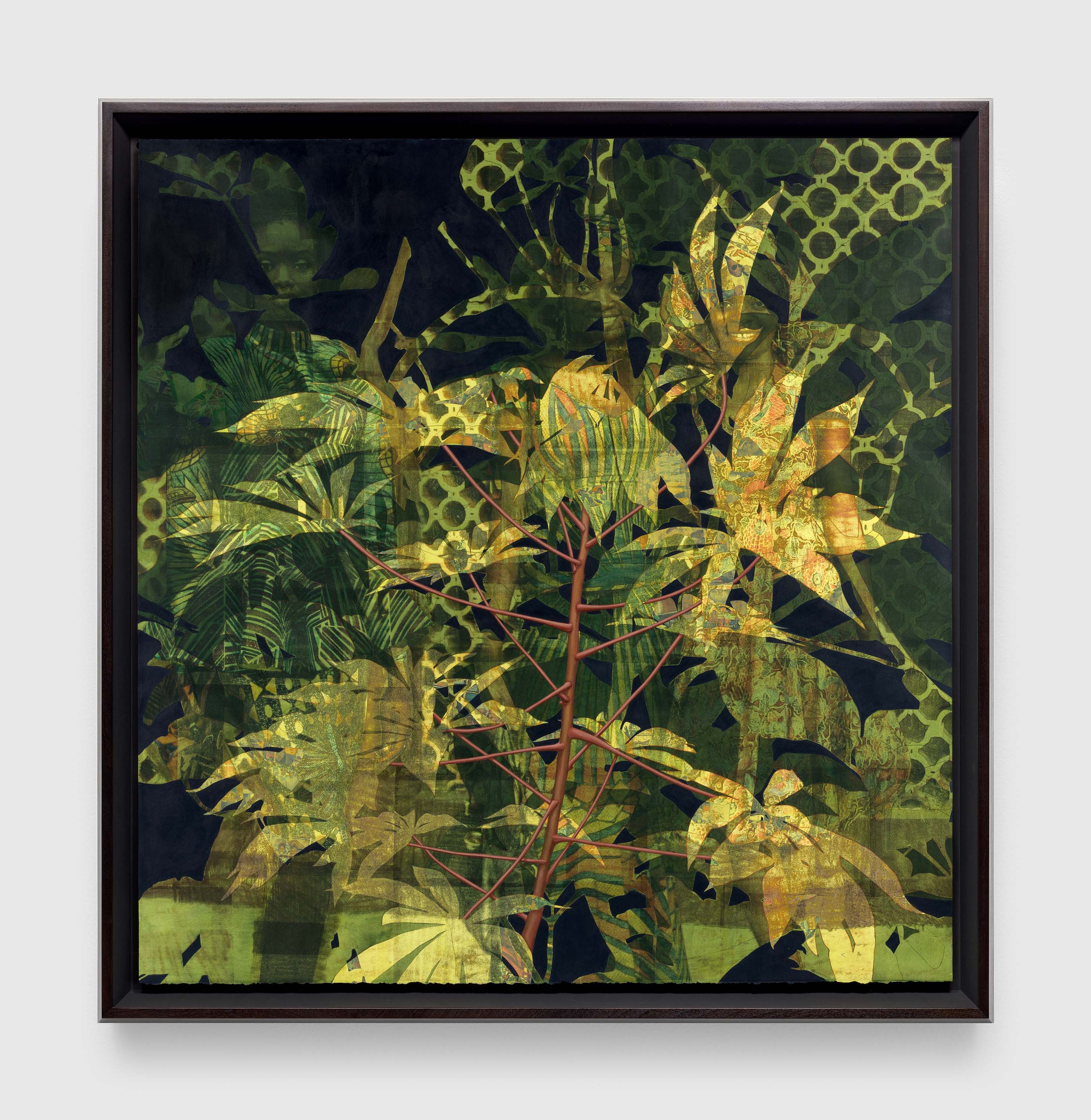 A work on paper by Njideka Akunyili Crosby, titled Dwellers: Native One, dated 2019.