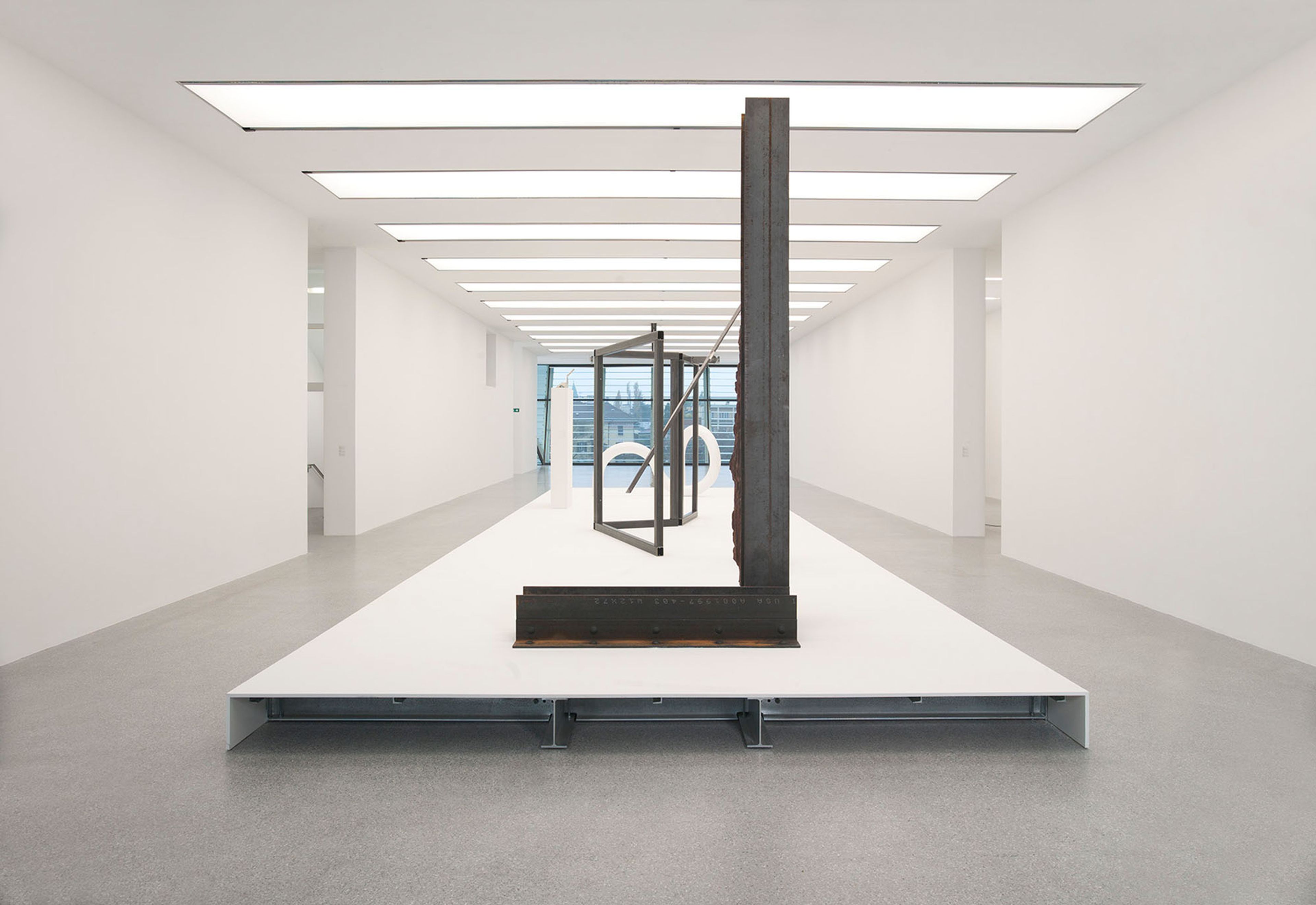 Installation view of the exhibition titled Carol Bove and Carlo Scarpa at Museion in Bolzano, Italy, dated 2014.