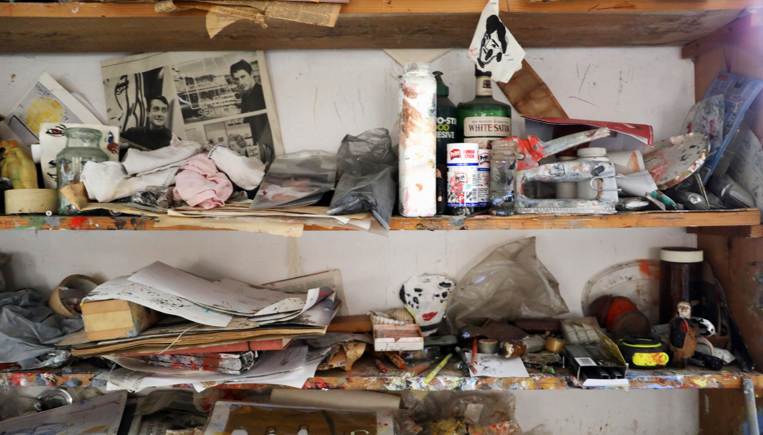 A photo taken at Rose Wylie’s home and studio, dated 2021.