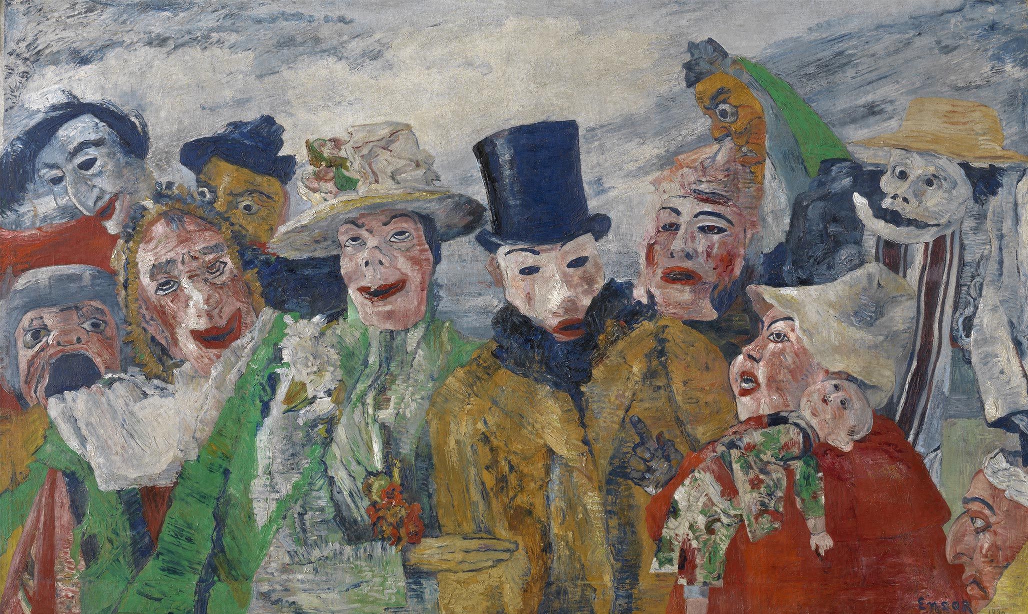 A painting by James Ensor, titled The Intrigue, dated 1890.