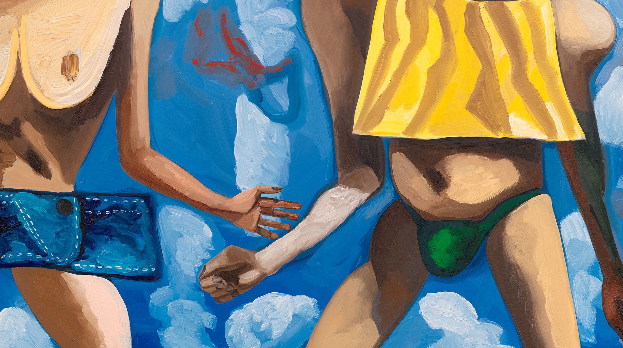 A detail from a painting by Dana Schutz, titledThe Meeting, dated 2021.
