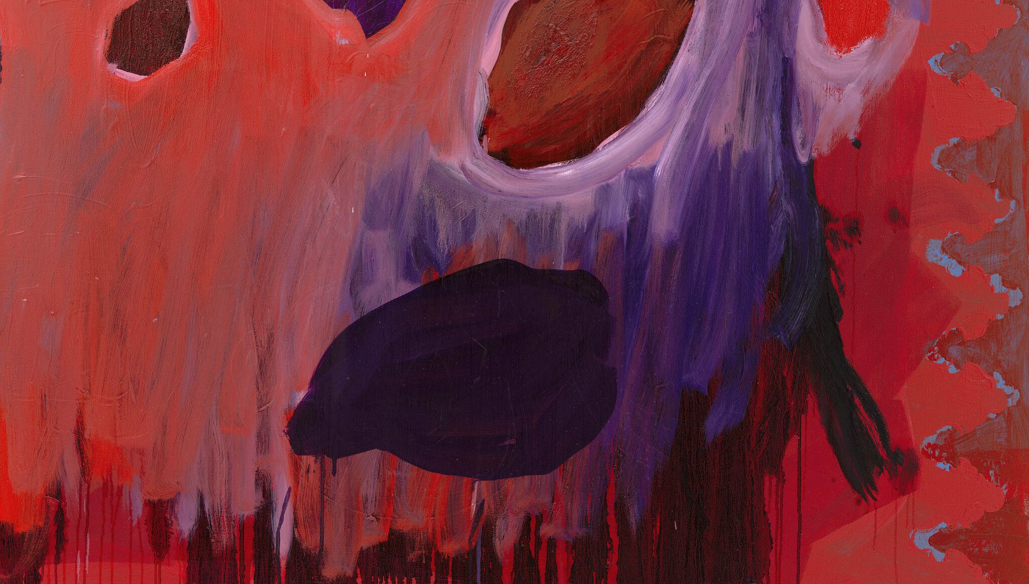 Detail of a painting by Josh Smith, titled "Yes," dated 2023