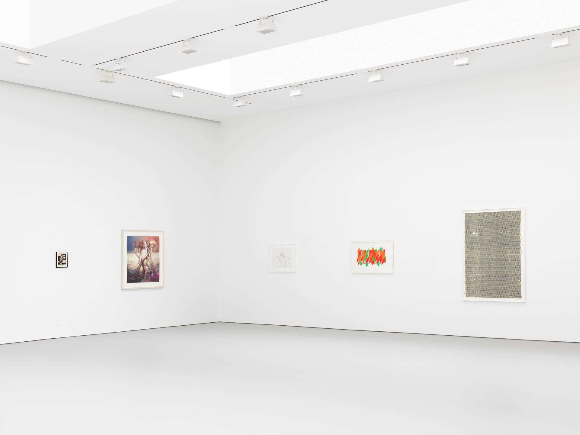 Installation view of the Thread Benefit Exhibition, at David Zwirner New York, dated 2017.