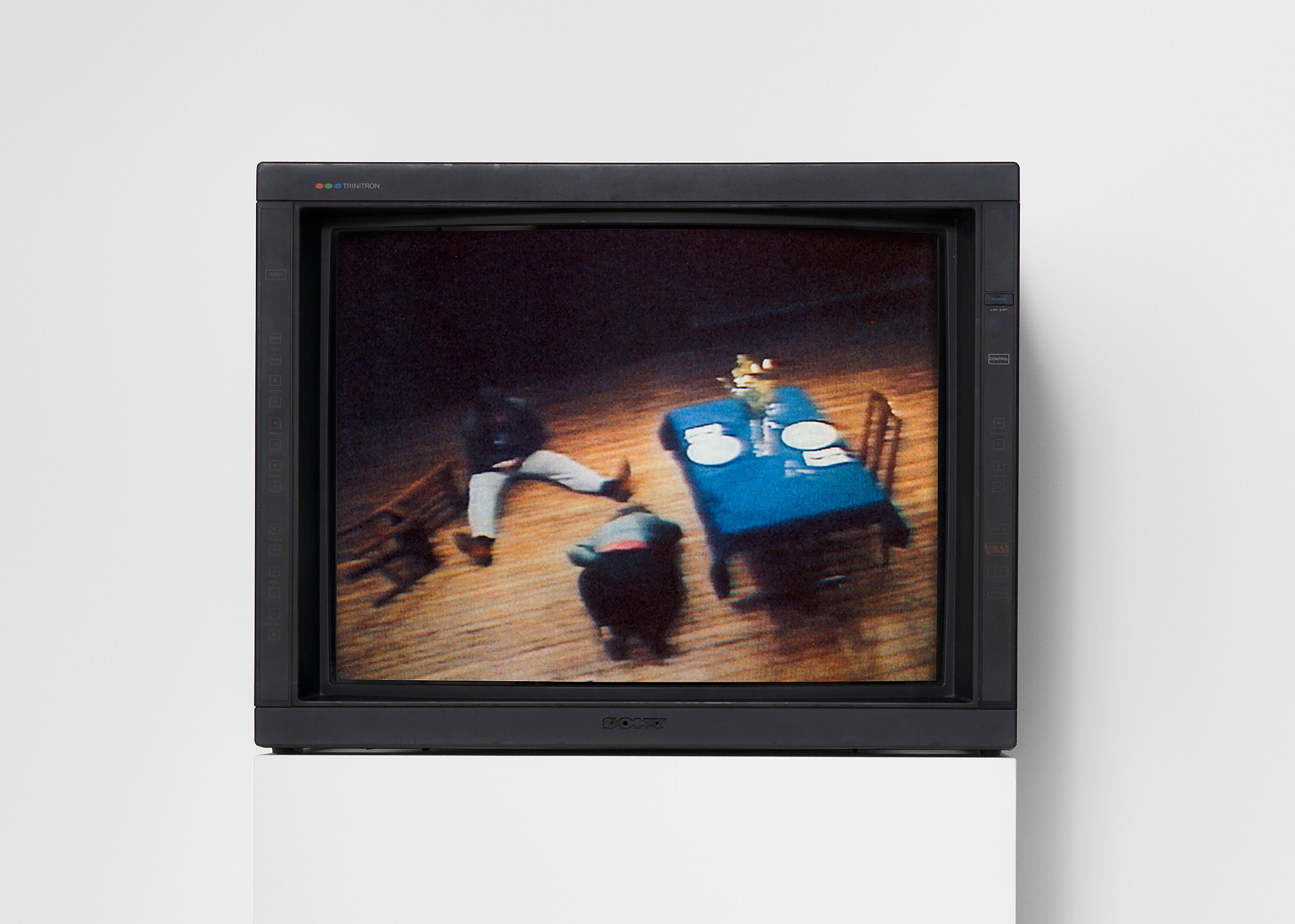 A video by Bruce Nauman, titled Violent Incident––Man-Woman Segment, dated 1986.