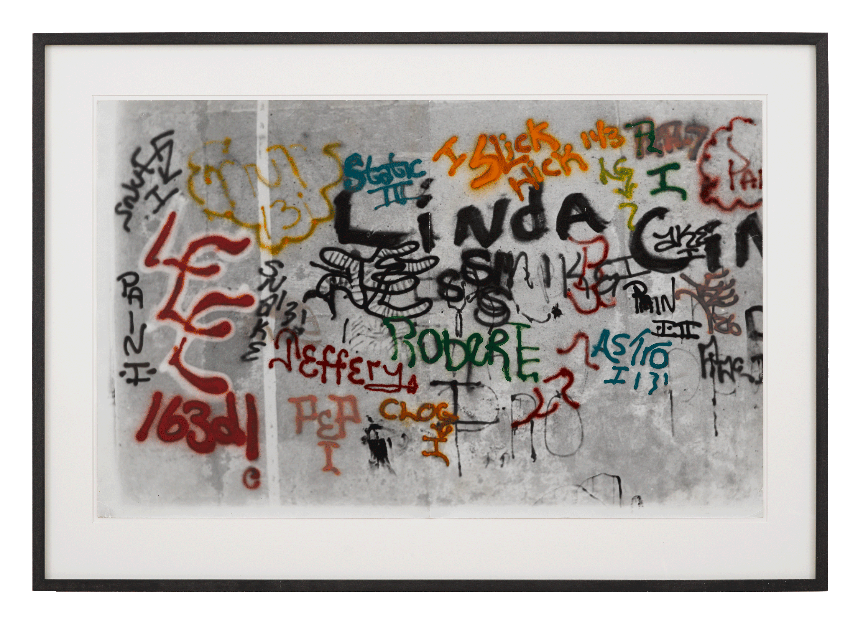A photograph by Gordon Matta-Clark, titled Graffiti: Linda, dated 1973.