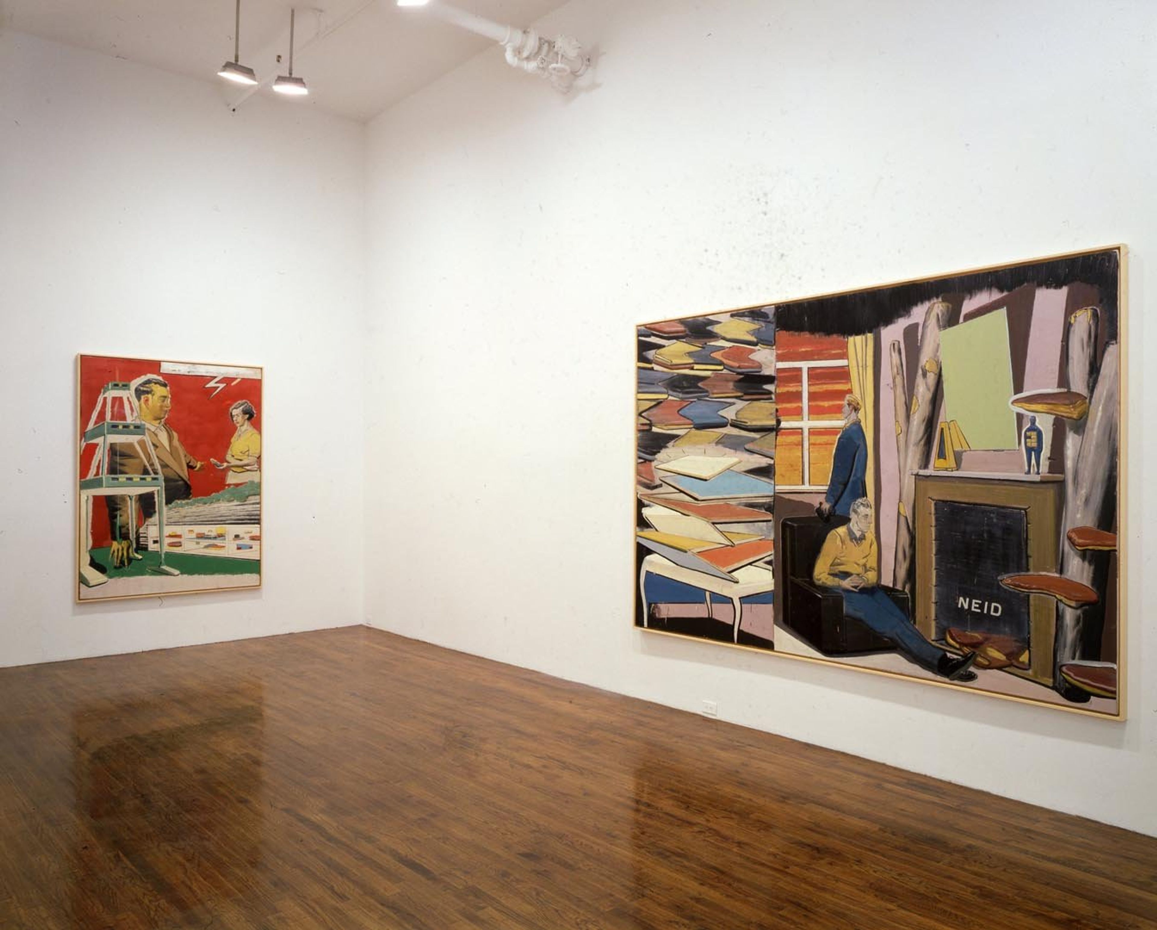 An installation view of the exhibition Neo Rauch, at David Zwirner New York, dated 2000.