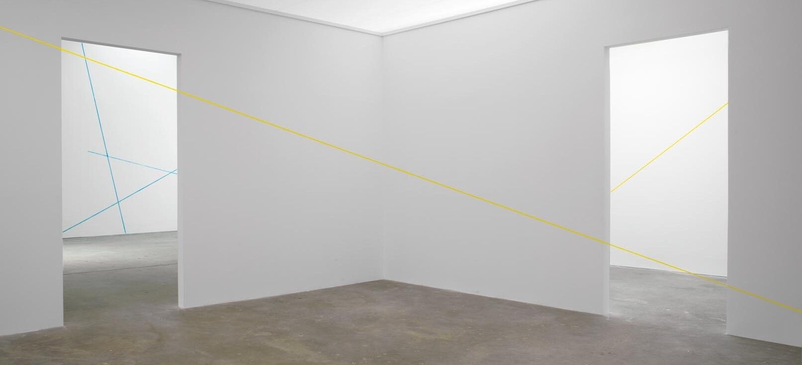 Installation view of the exhibition Fred Sandback: Decades at David Zwirner in New York, dated 2012. 