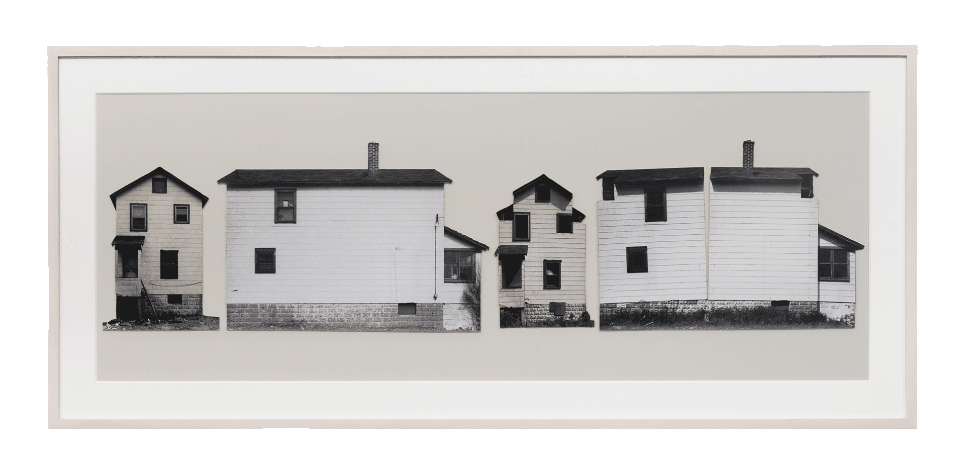 A photograph by Gordon Matta-Clark, titled Splitting, dated 1974.