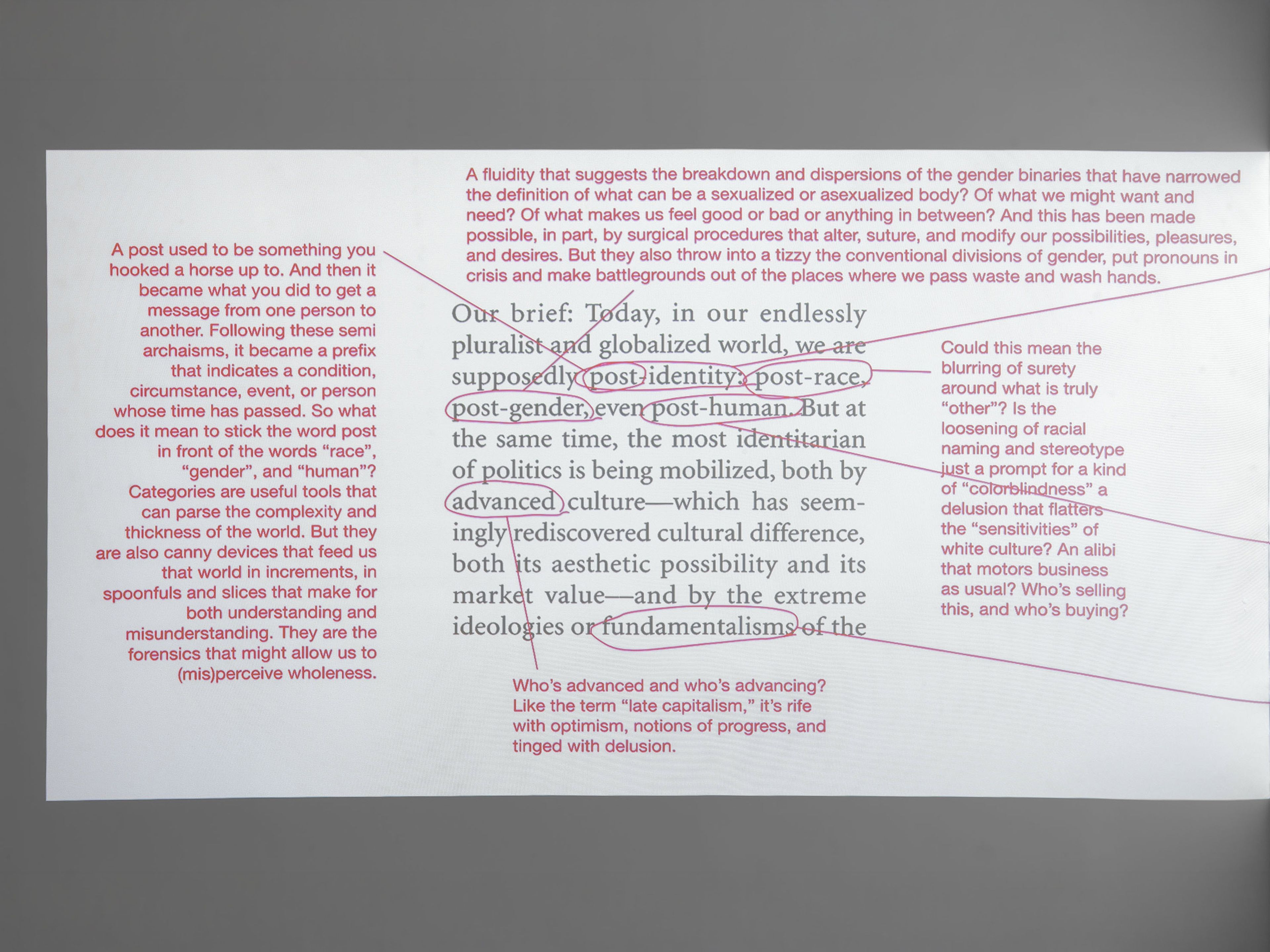 A detail from a video by Barbara Kruger, called Untitled (Artforum), dated in 2016 and 2020.