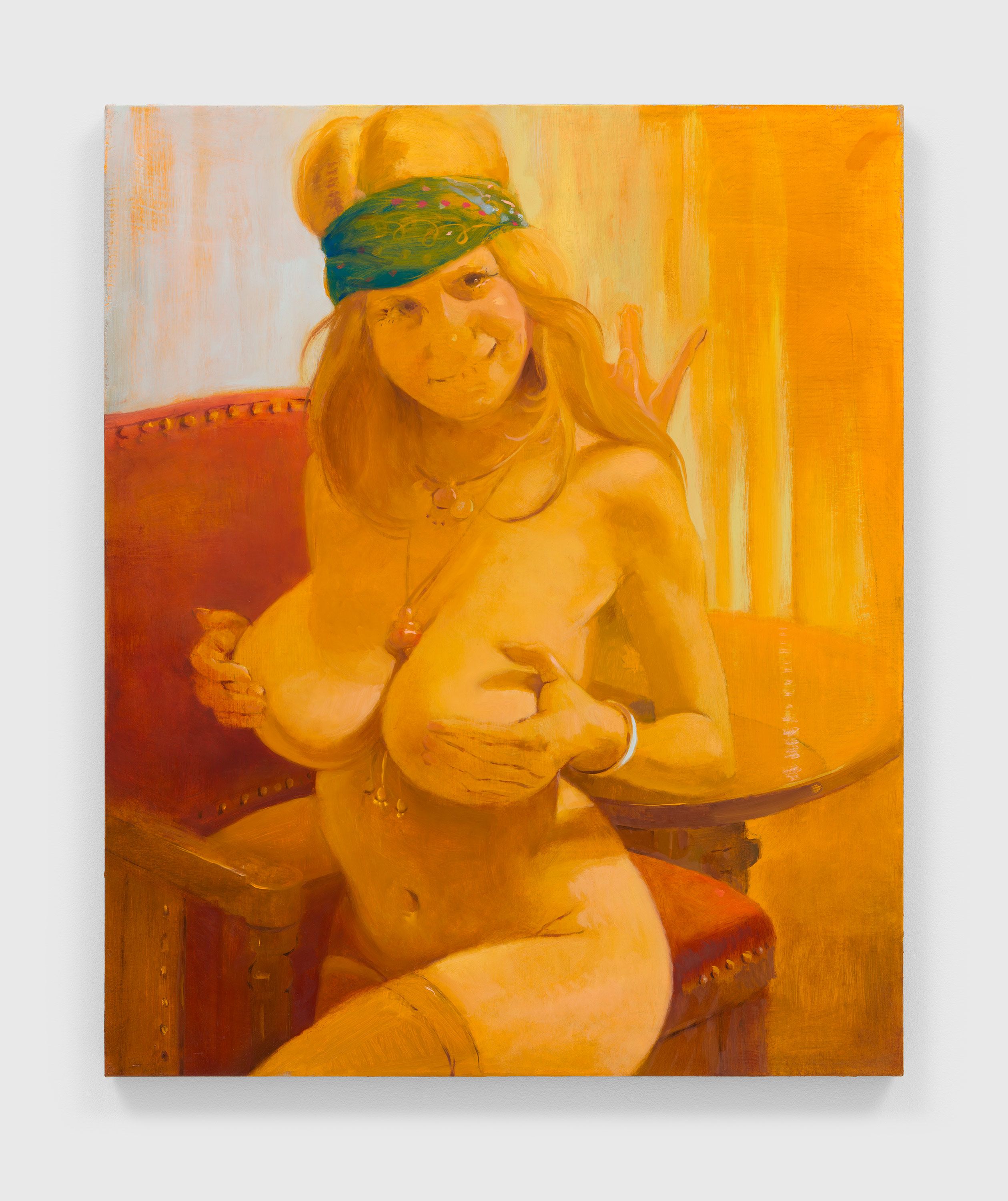 A painting by Lisa Yuskavage, titled Darling, dated 2021.