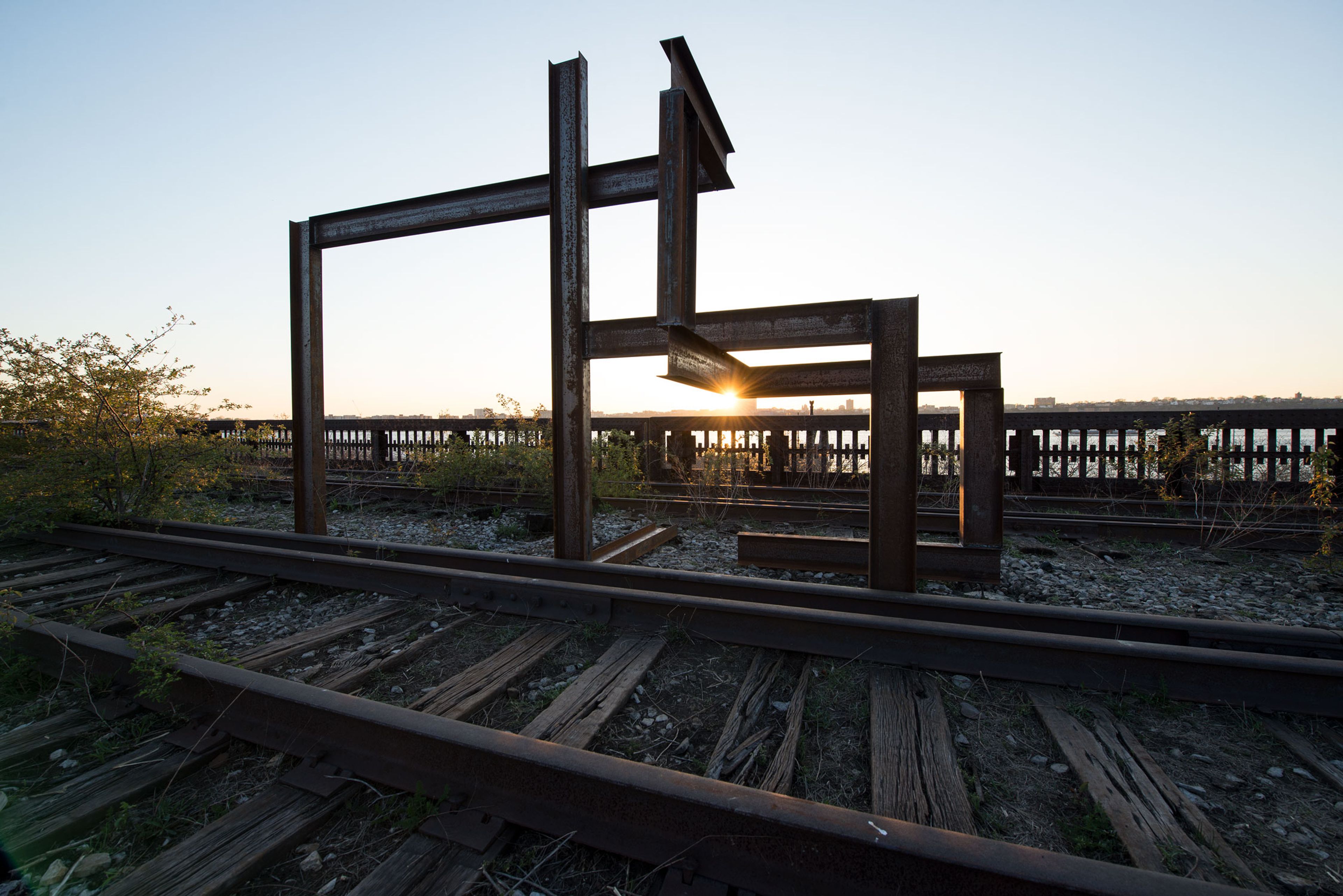 A steel sculpture by Carol Bove, titled 14, dated 2013.