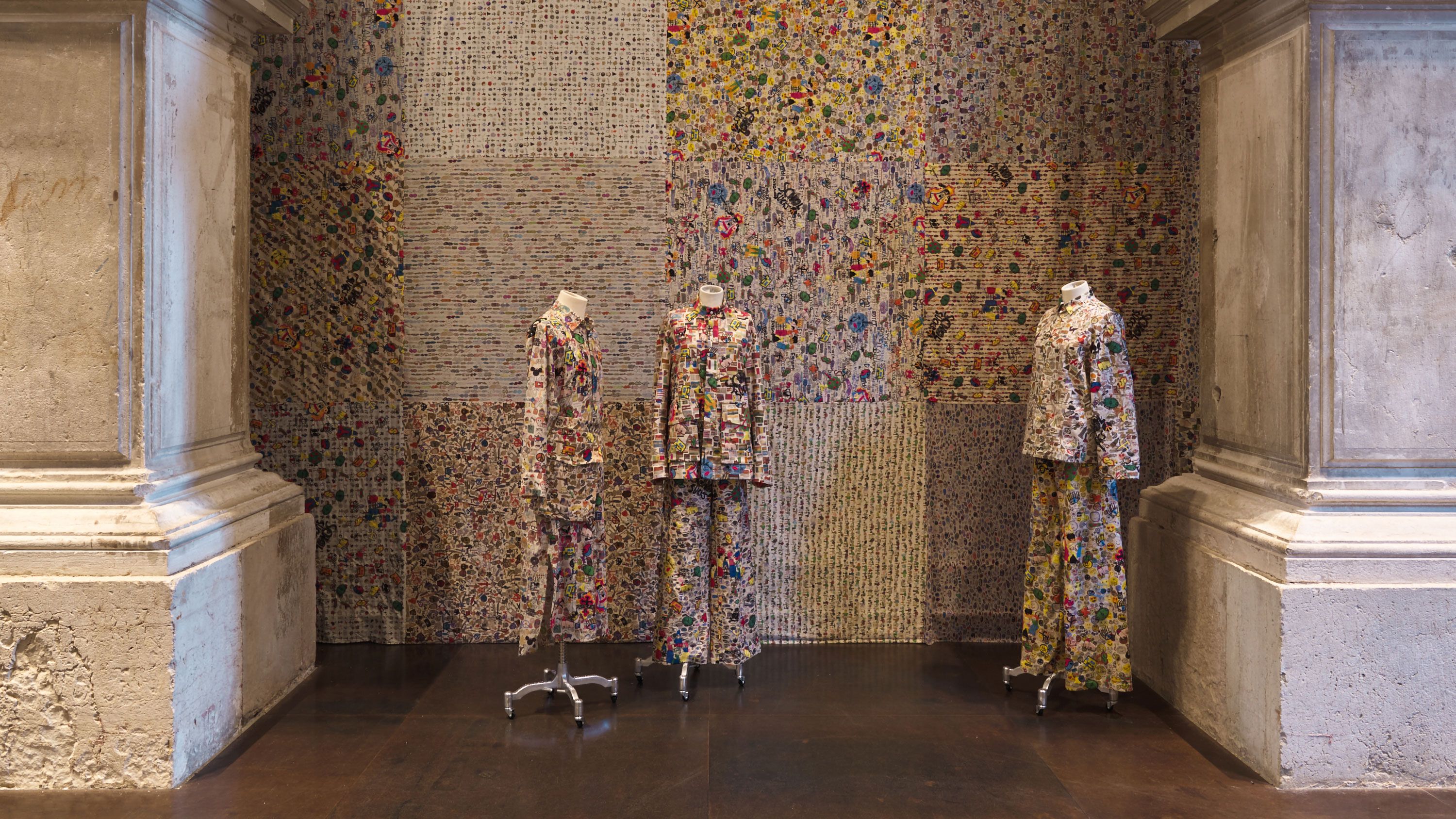 Installation view, Oscar Murillo: A Storm Is Blowing From Paradise, Scuola Grande della Misericordia, Venice, 2022