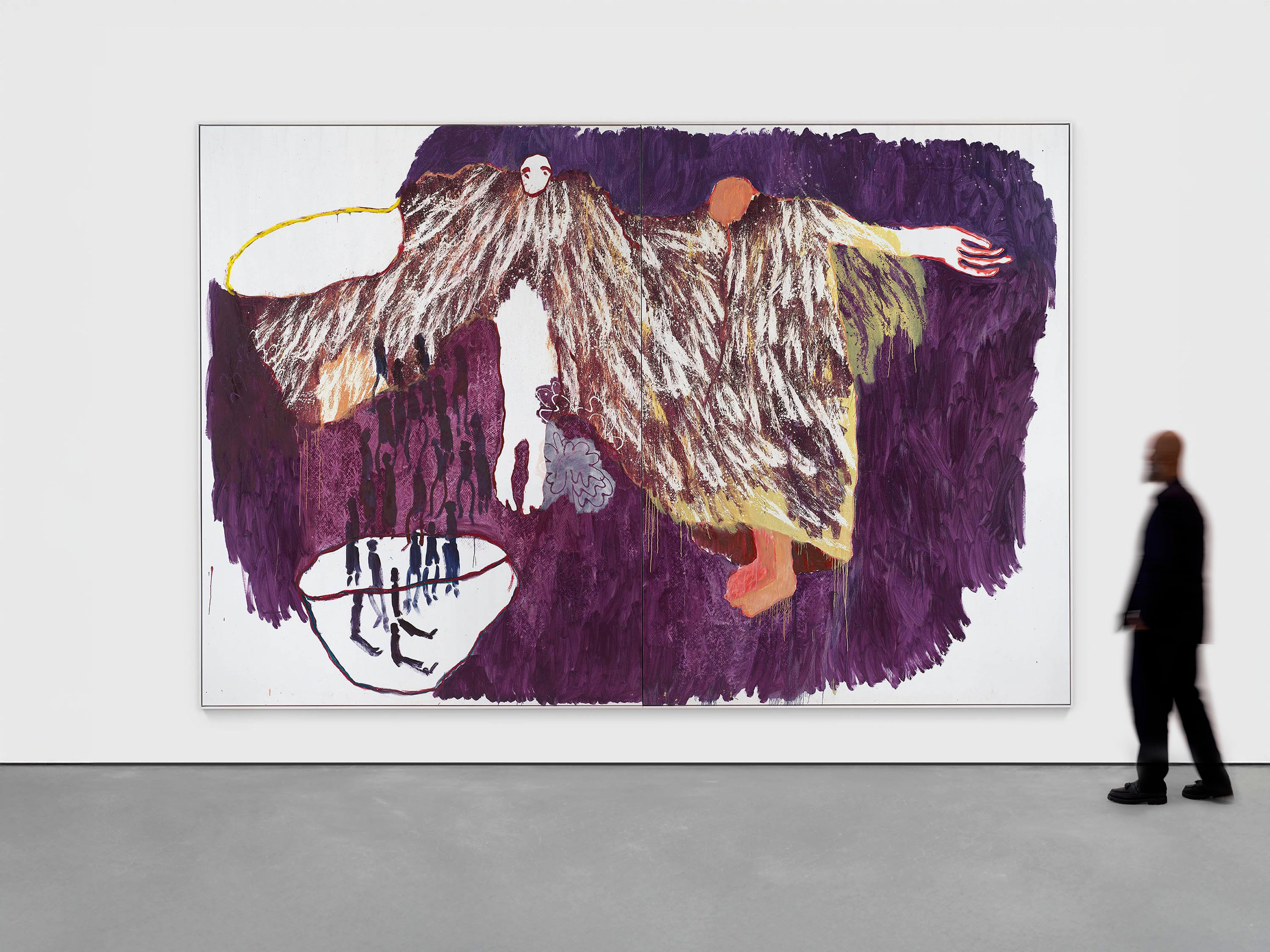 A painting by Portia Zvavahera, titled Kubudiswa kwedzinza, dated 2025.