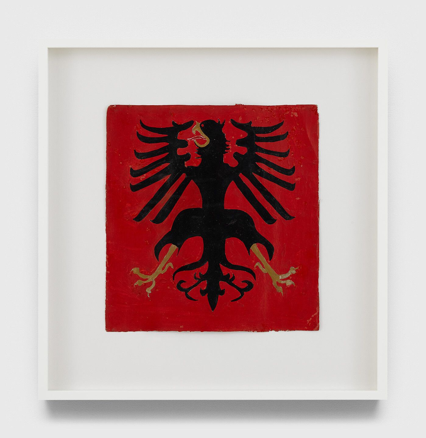 An undated oil and gouache painting on single-ply cardboard by Frank Walter, titled Untitled (Heraldic beast [Eagle]).