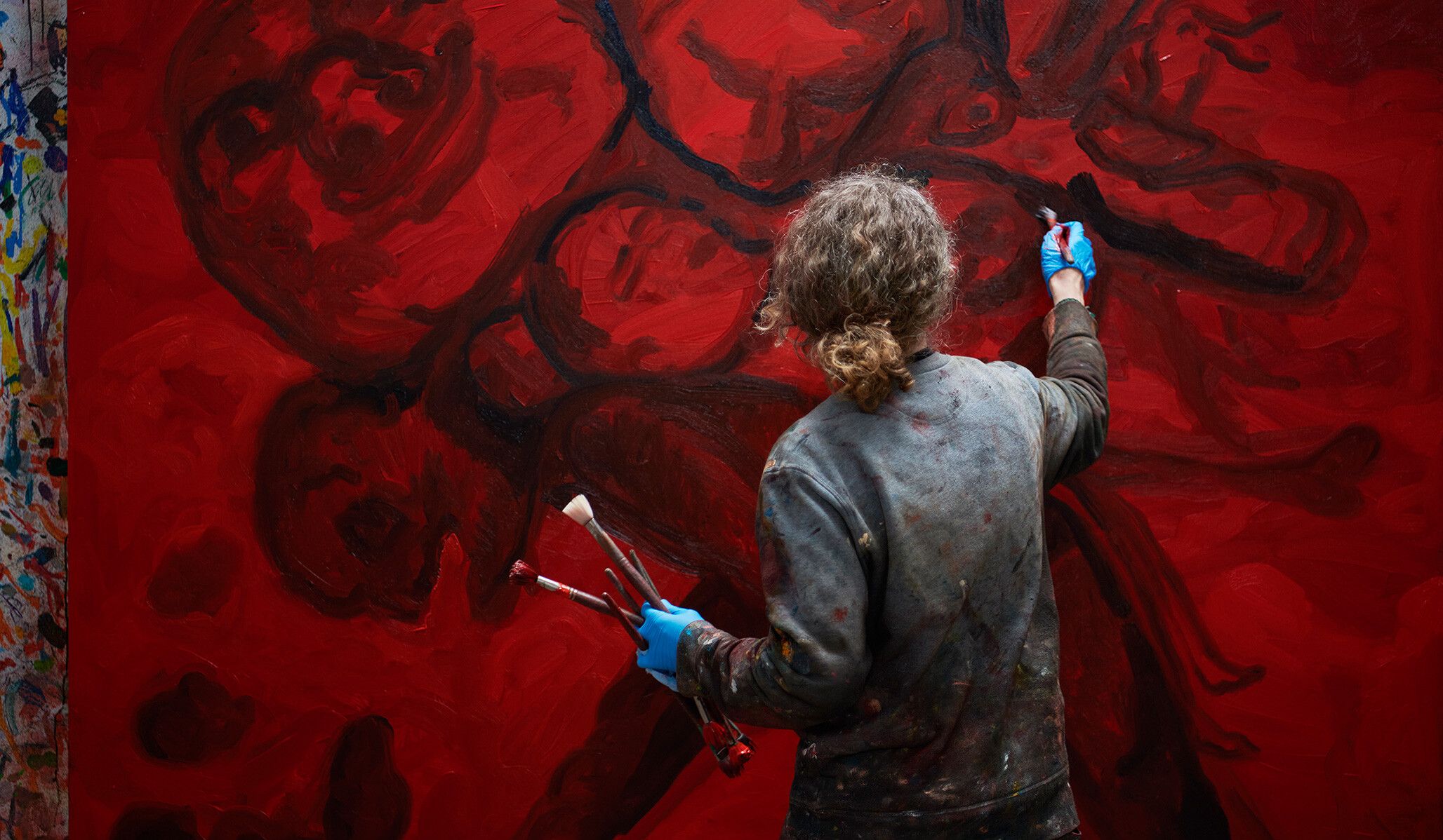 Dana Schutz in her studio, 2021. Photo by Jason Schmidt.