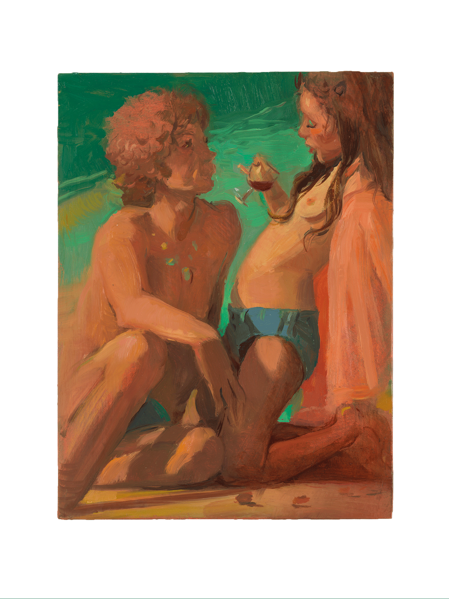 A painting by Lisa Yuskavage, titled Phillip and Irene, dated 2017.