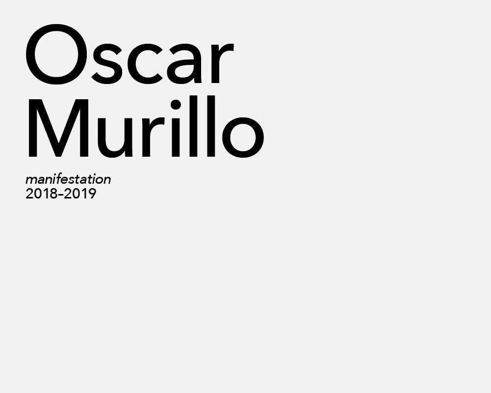 A graphic title card for artist Oscar Murillo
