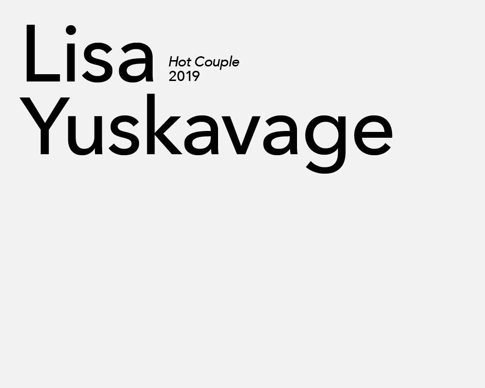 A graphic title card for artist Lisa Yuskavage