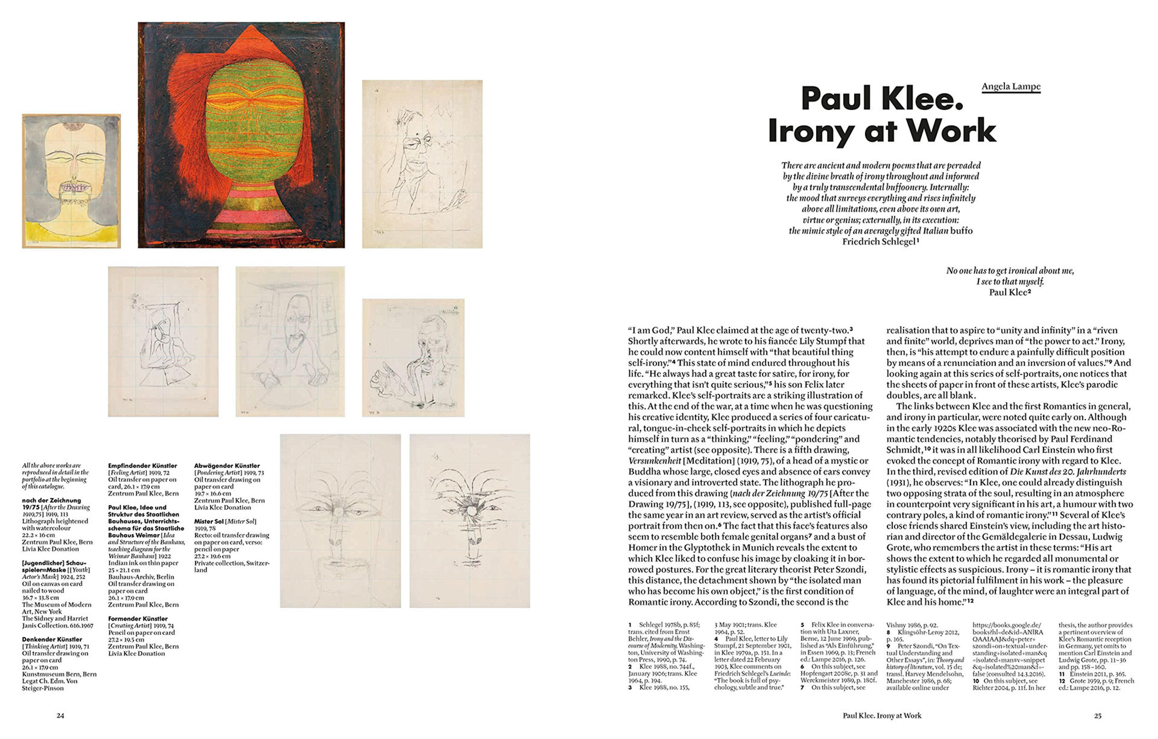 A spread from a book, titled Paul Klee: Irony at Work.