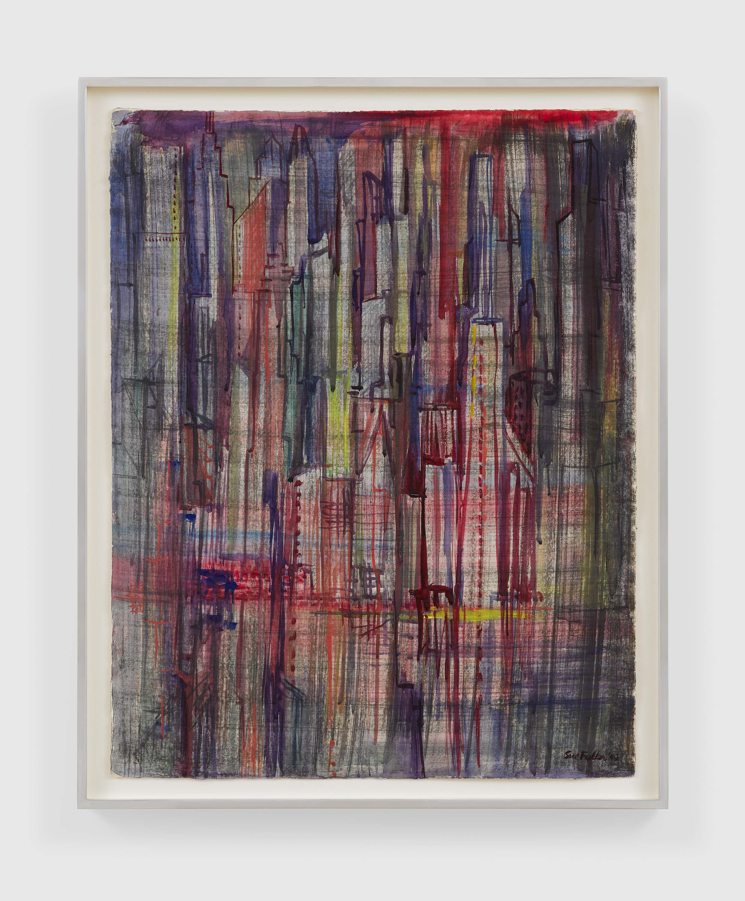 A work on paper by Sue Fuller, titled New York, New York!, dated 1949.