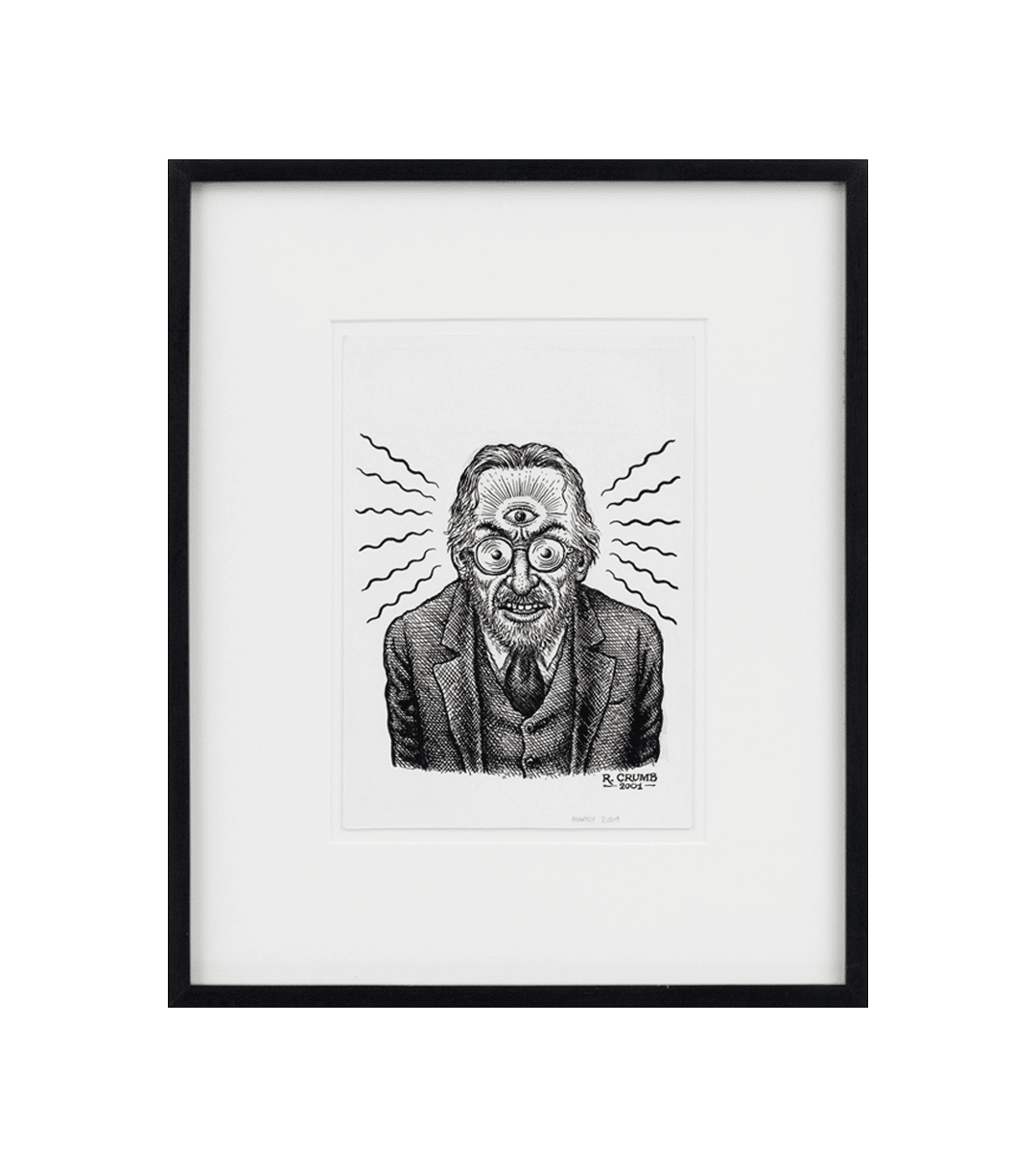 A drawing by R. Crumb, titled Self Portrait with Third Eye, dated 2001.
