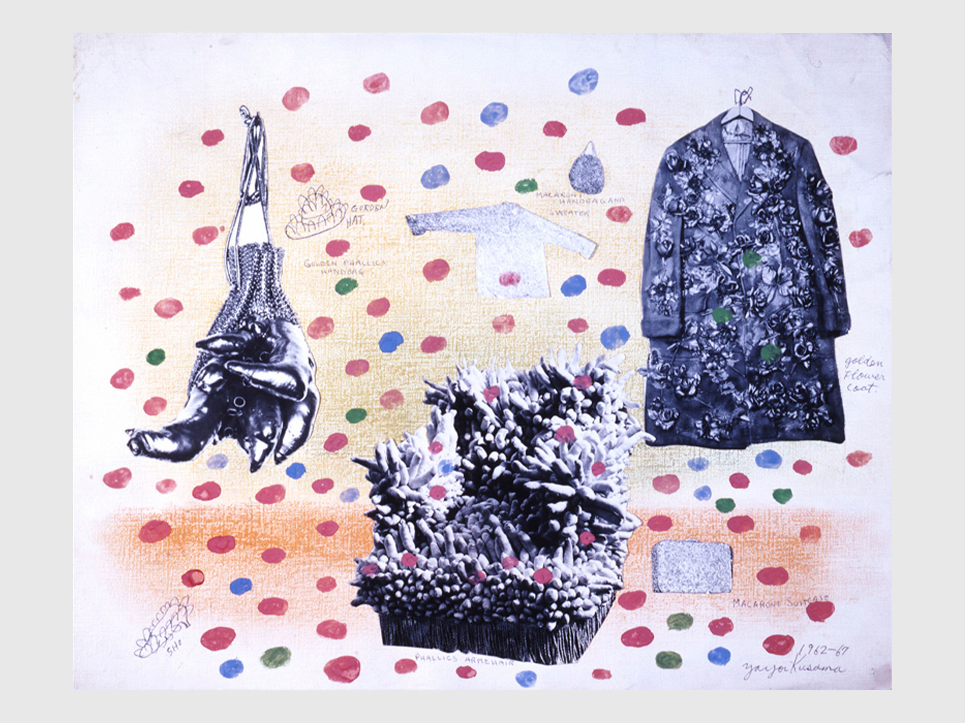 A collage by Yayoi Kusama, titled Self-Obliteration No. 1, dated 1962-1967.