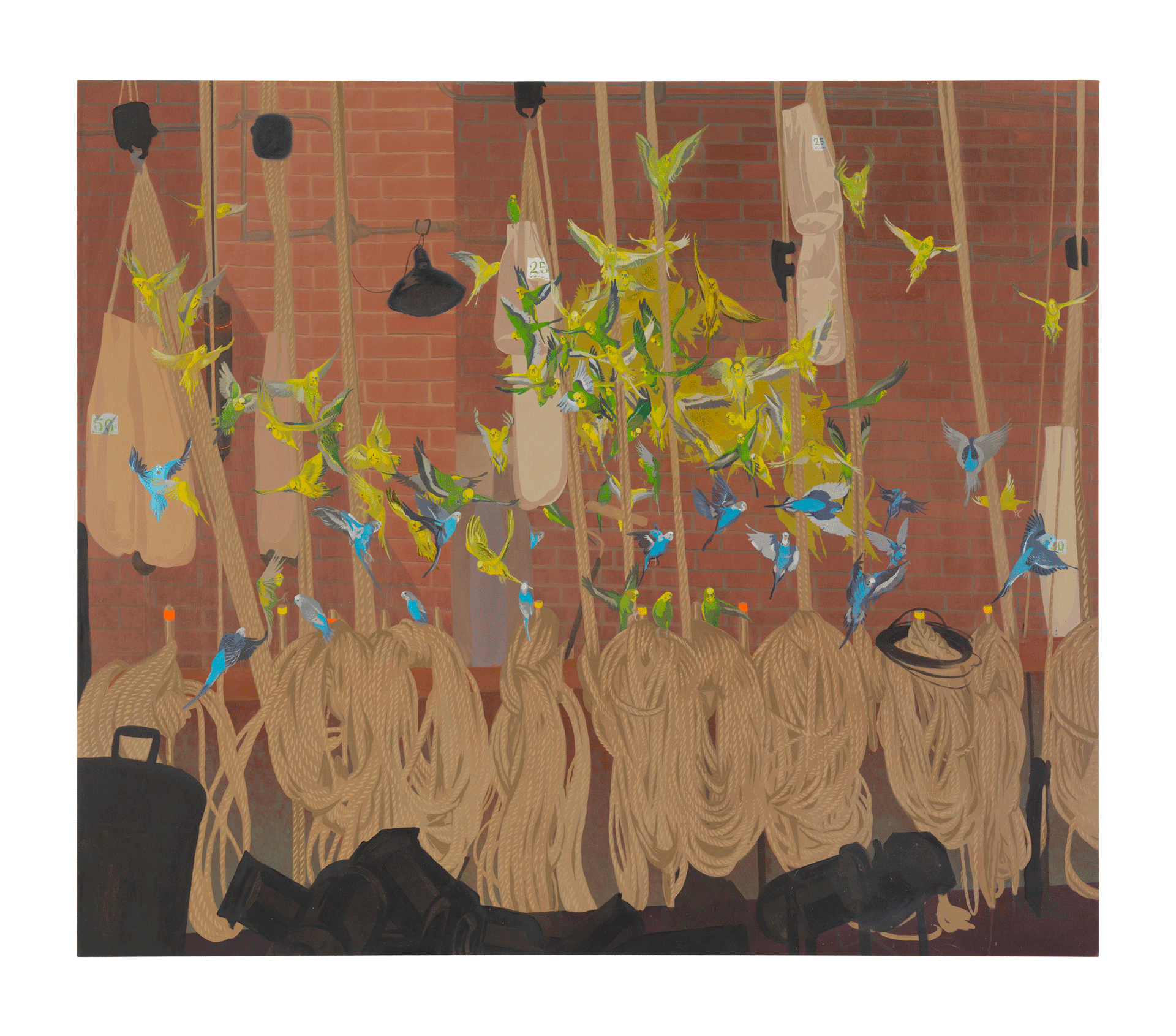 A painting by Jonathan Rodriguez, titled Backstage Drama, dated 2018