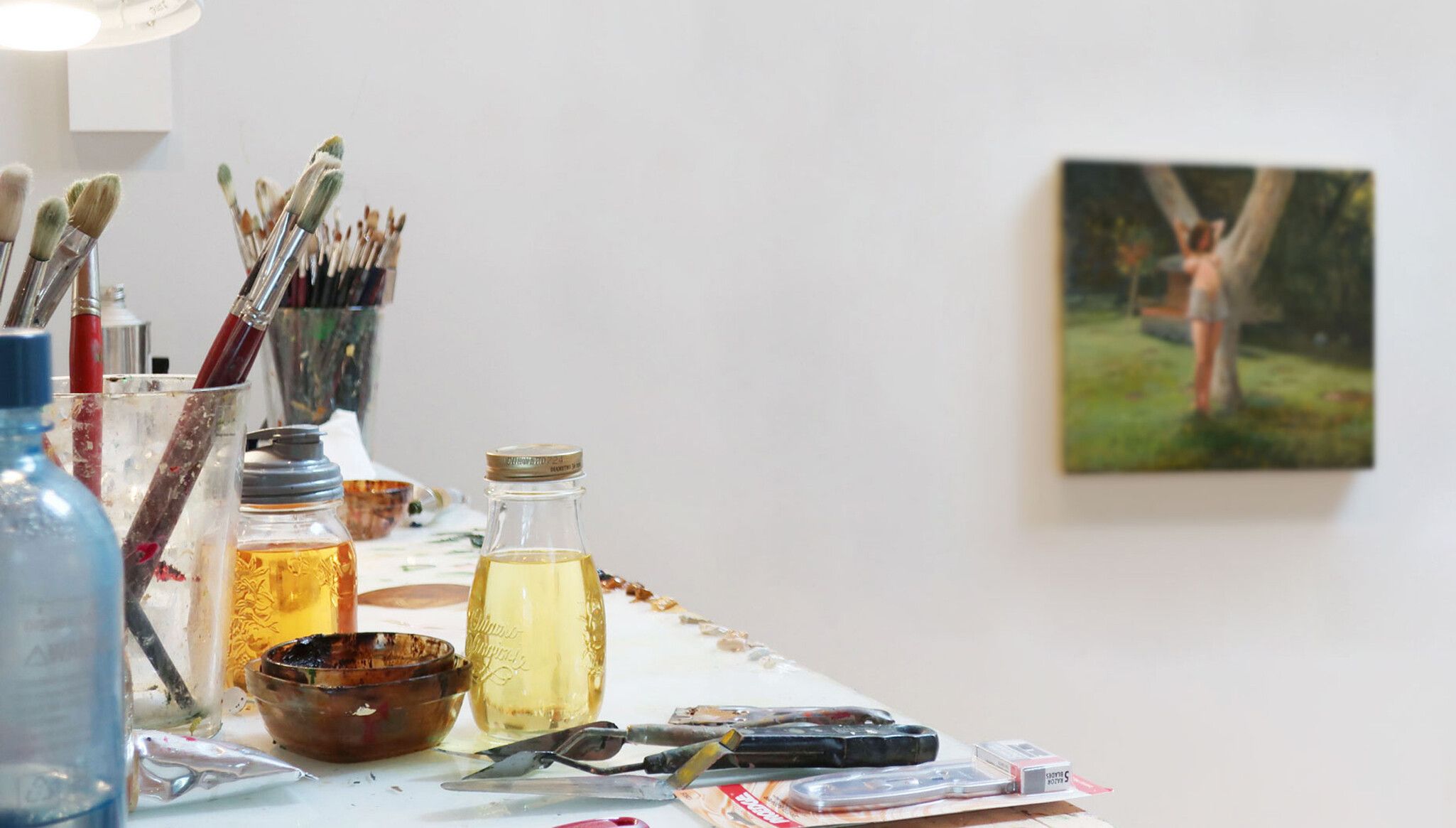 A Photo by the artist of Lisa Yuskavage’s studio, dated 2020. 