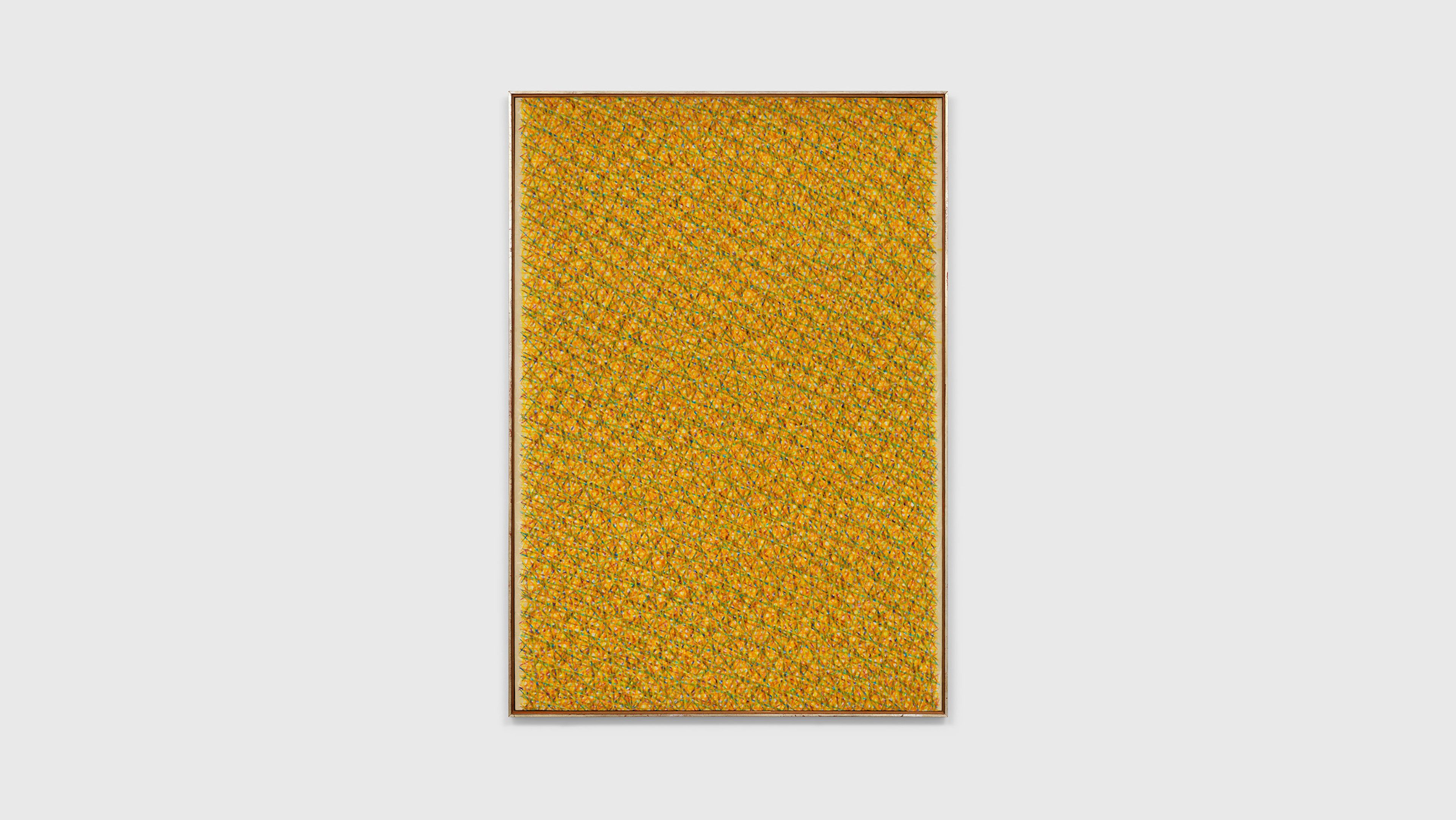 A work by Piero Dorazio, titled "Totale: giallo," dated 1963.