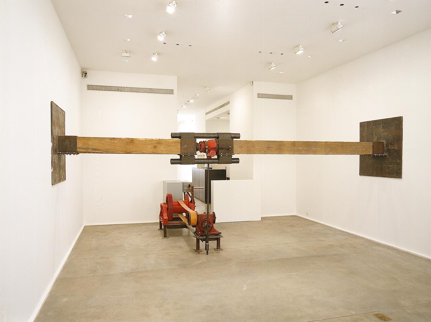 An installation view of the exhibition Chris Burden: Early Work, at David Zwirner New York, dated 2004.