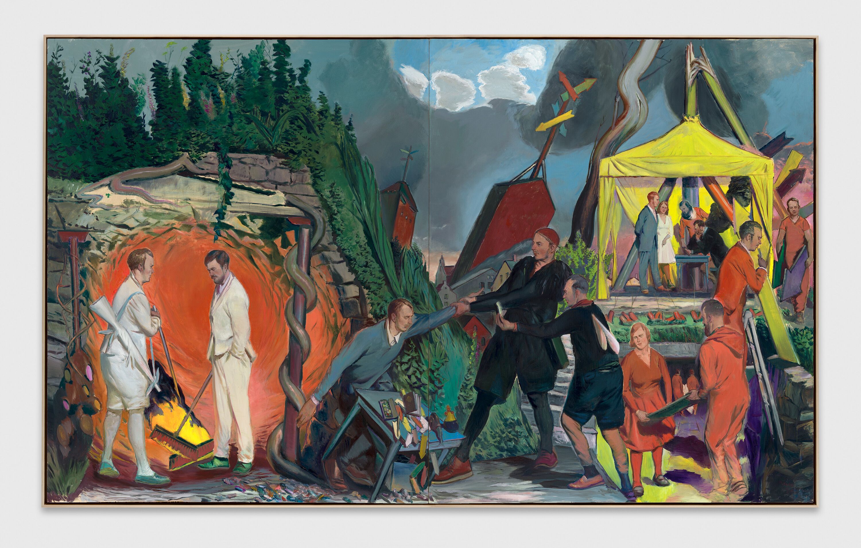 An oil on canvas artwork by Neo Rauch, titled Der Zwiespalt, dated 2021.