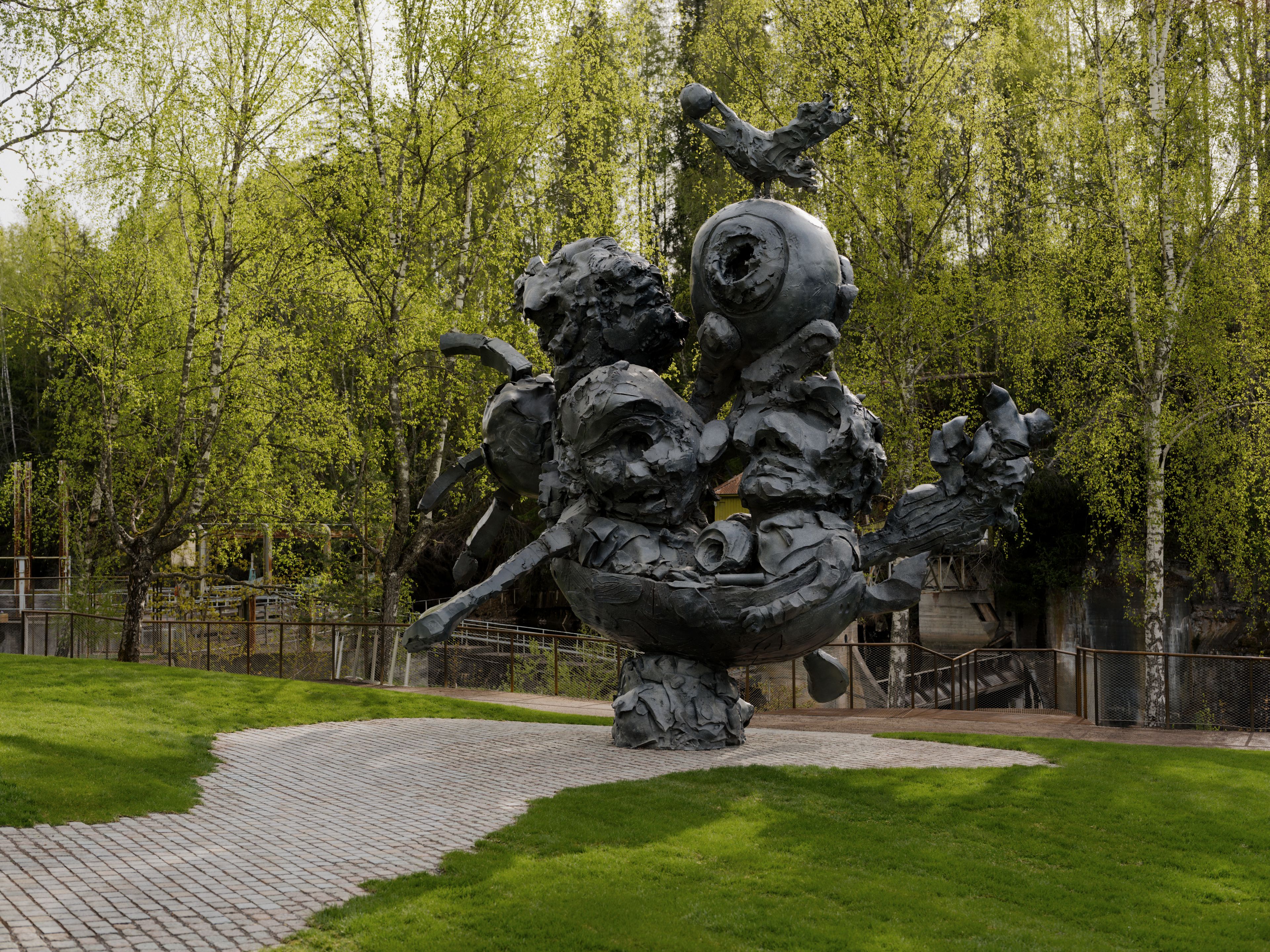Installation view of a sculpture by Dana Schutz titled Blind Boat at the Kistefos Museum in Norway, dated 2026.