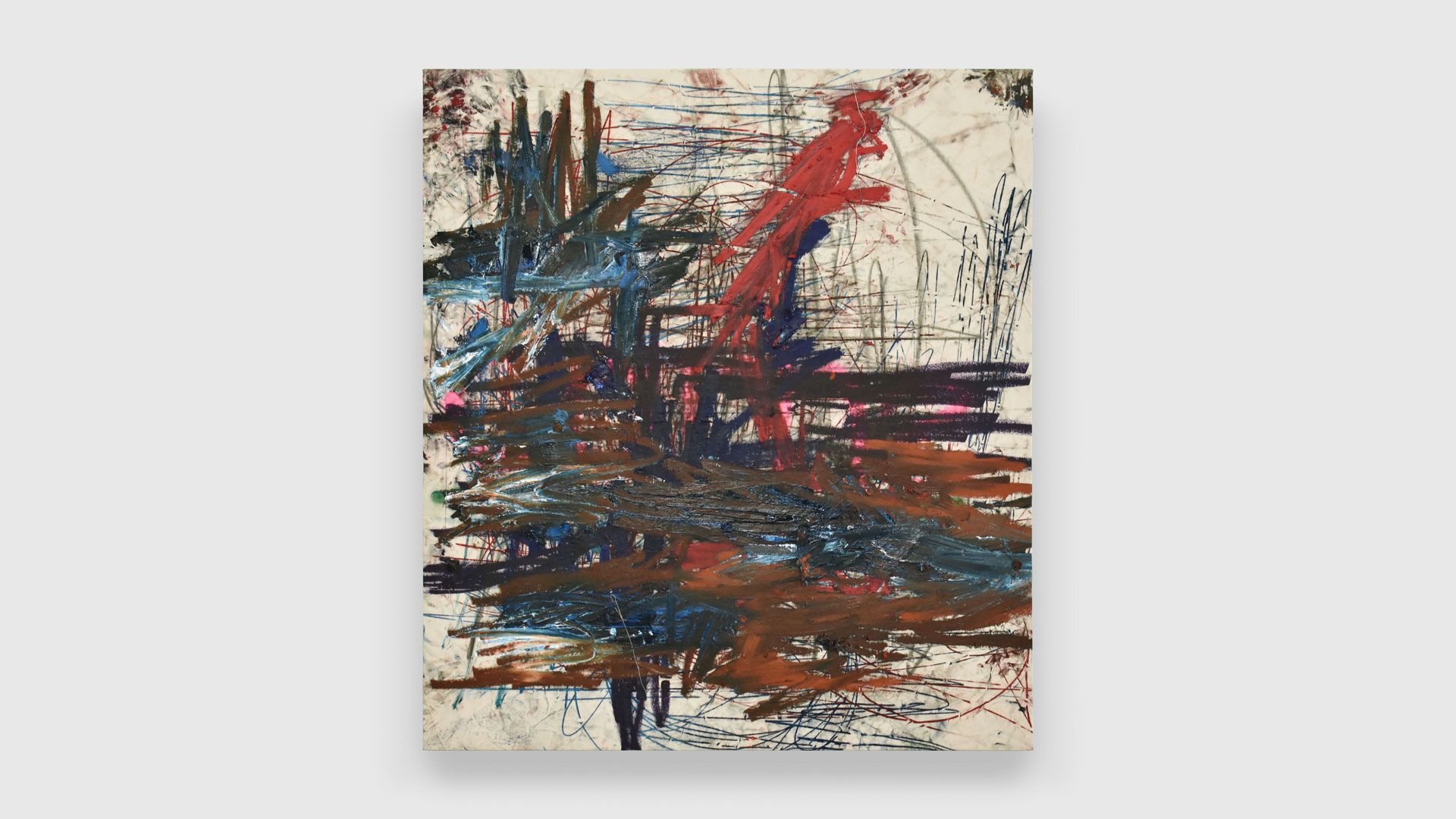 A painting by Oscar Murillo titled (untitled) ethics & aesthetics, dated 2020.