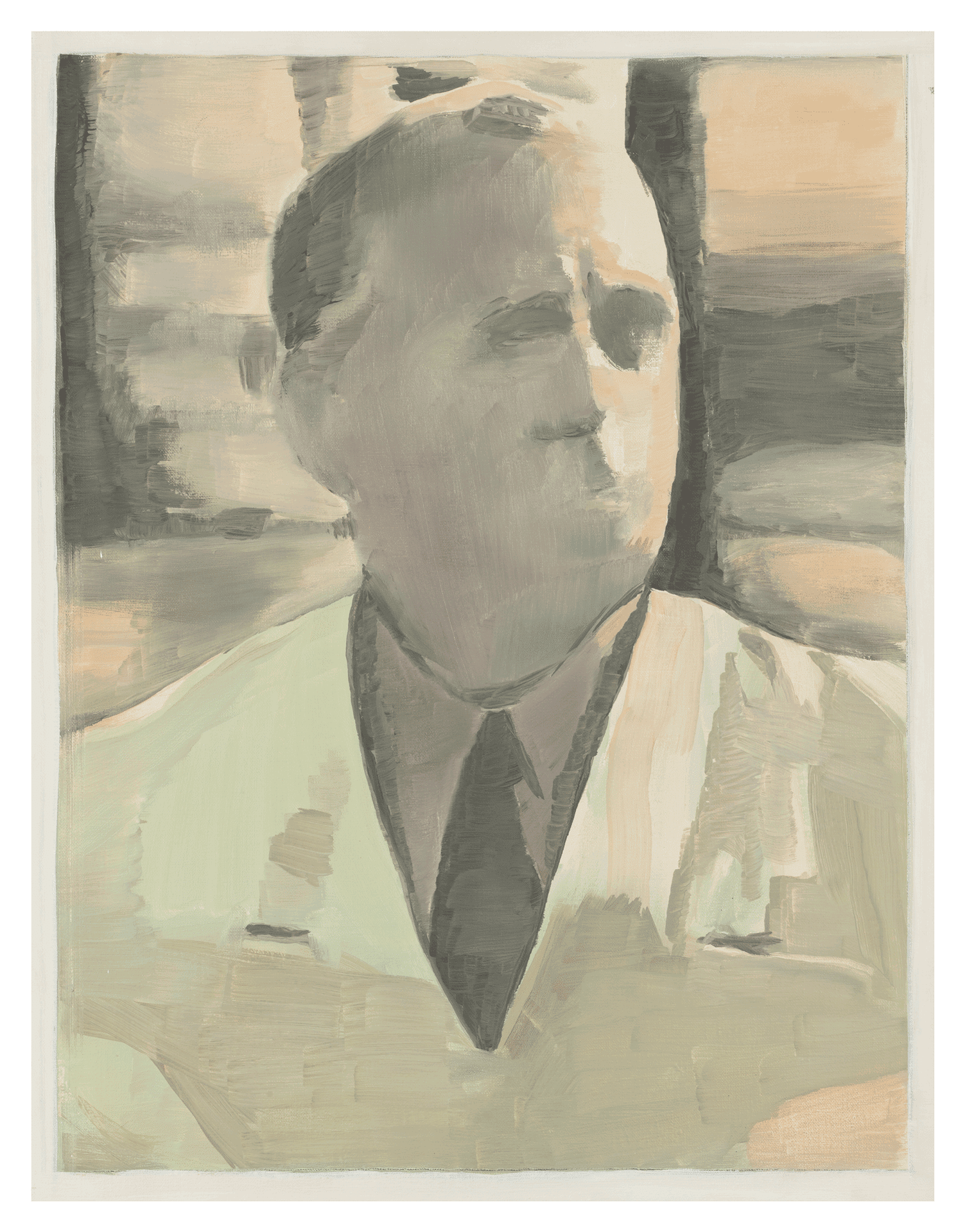 A painting by Luc Tuymans, titled Portrait, dated 1994.