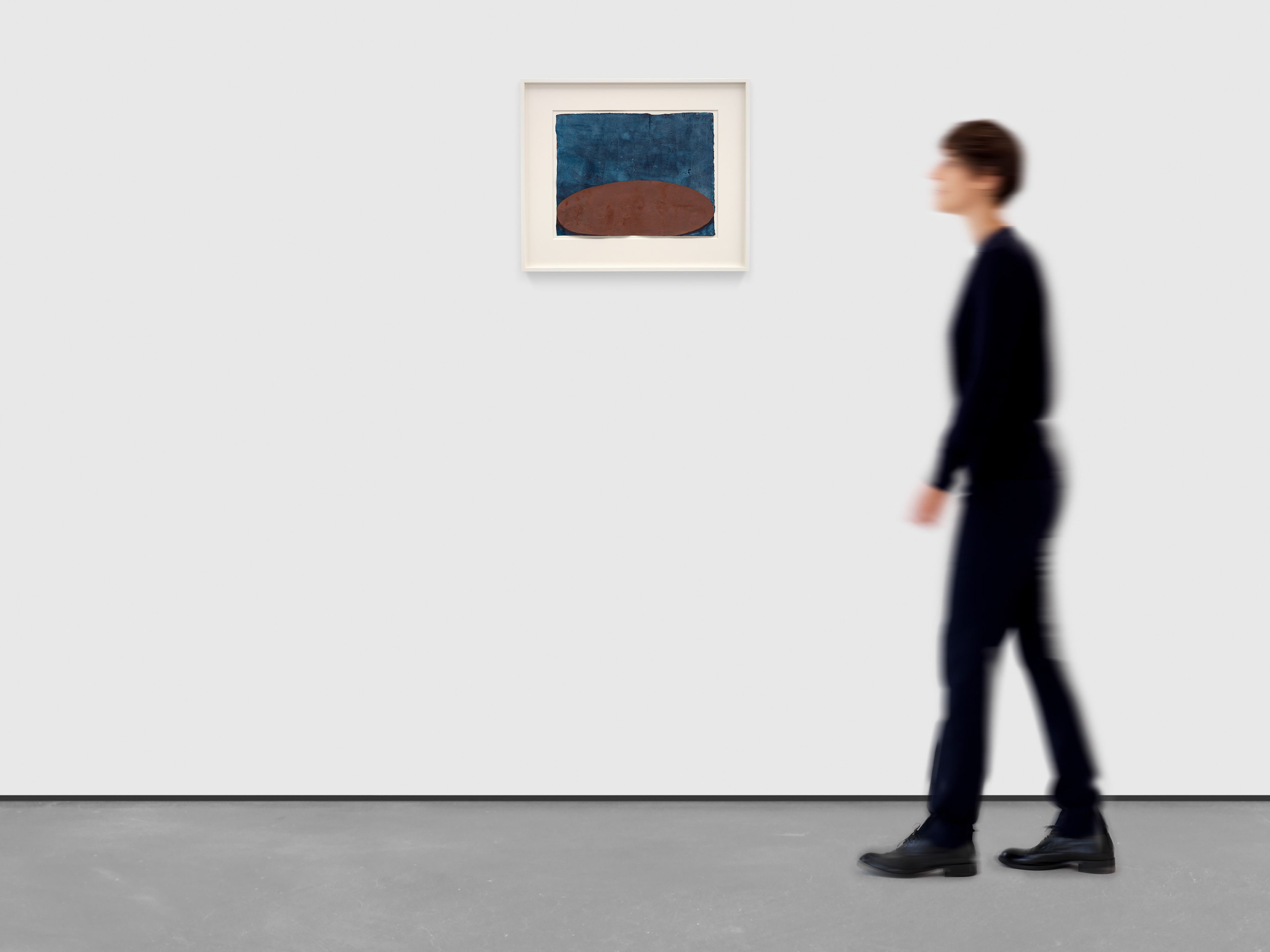 A work on paper by Suzan Frecon, titled indigo haematite, dated 2025.