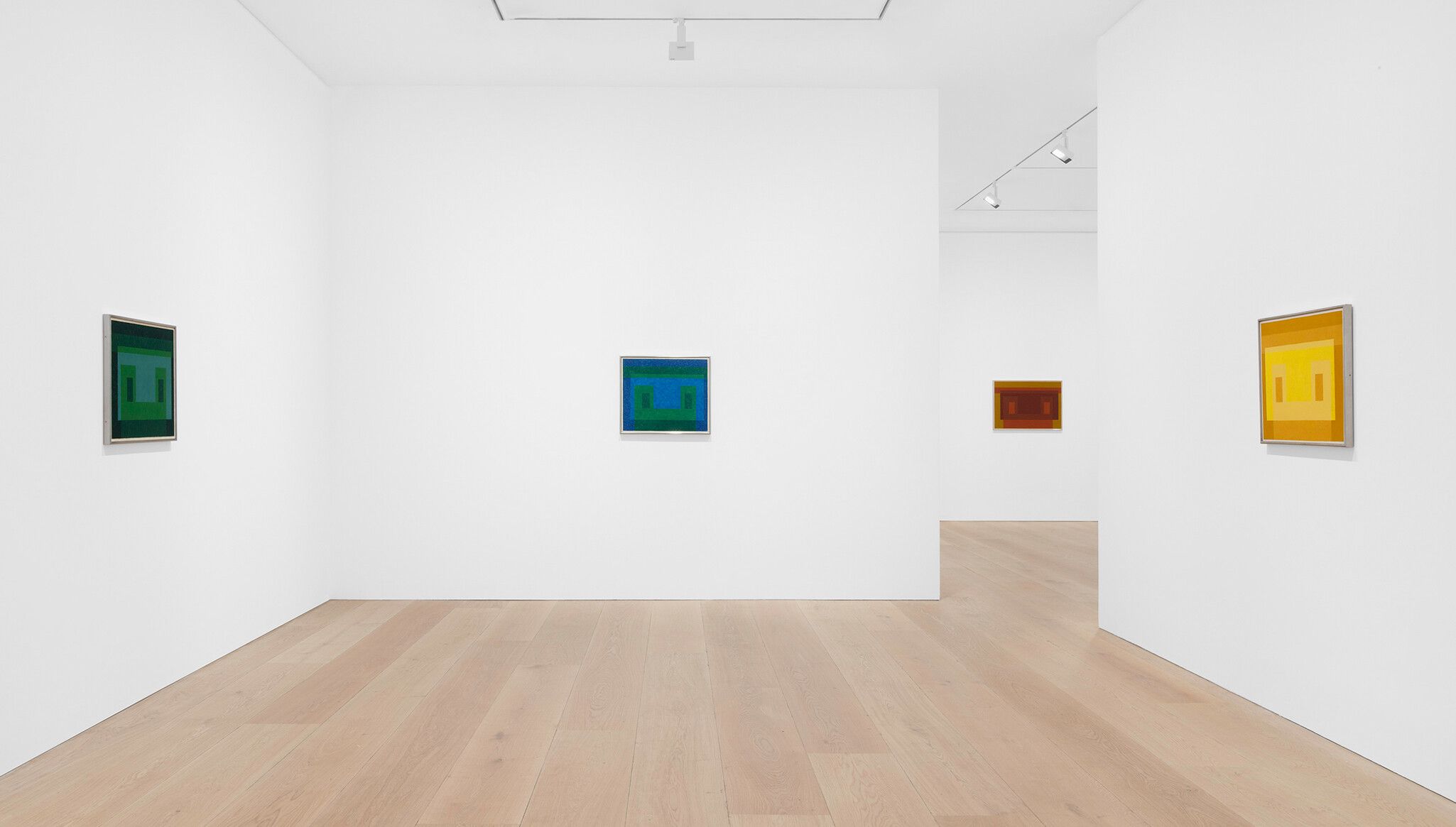 An Installation view of Josef Albers, Paintings Titled Variants, David Zwirner, London, dated 2023