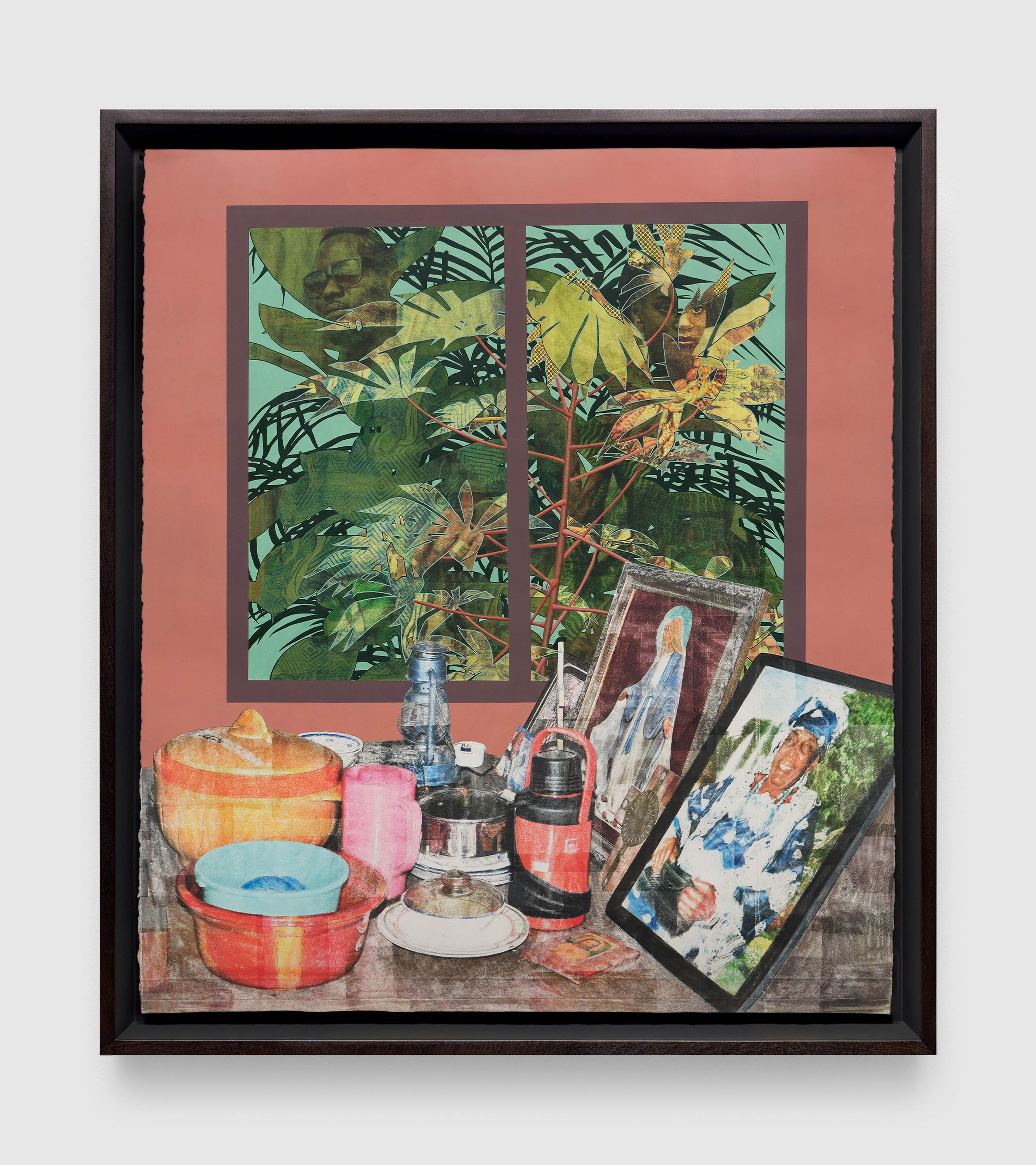 A work on paper by Njideka Akunyili Crosby, titled Grandmother's Parlour, dated 2016.