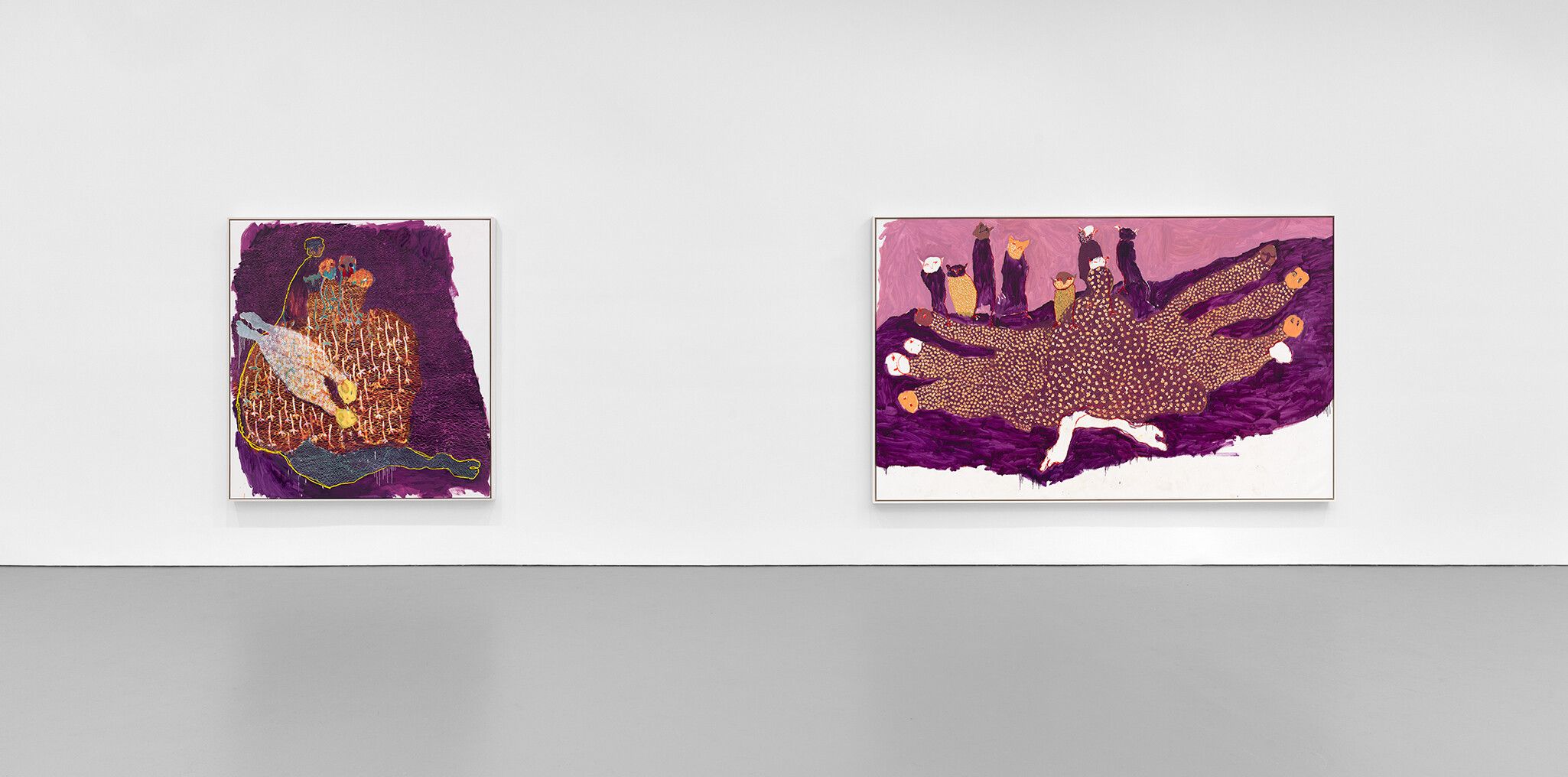 An installation view of an exhibition titled Portia Zvavahera Ndakaoneswa murima at David Zwirner, New York, in 2021.