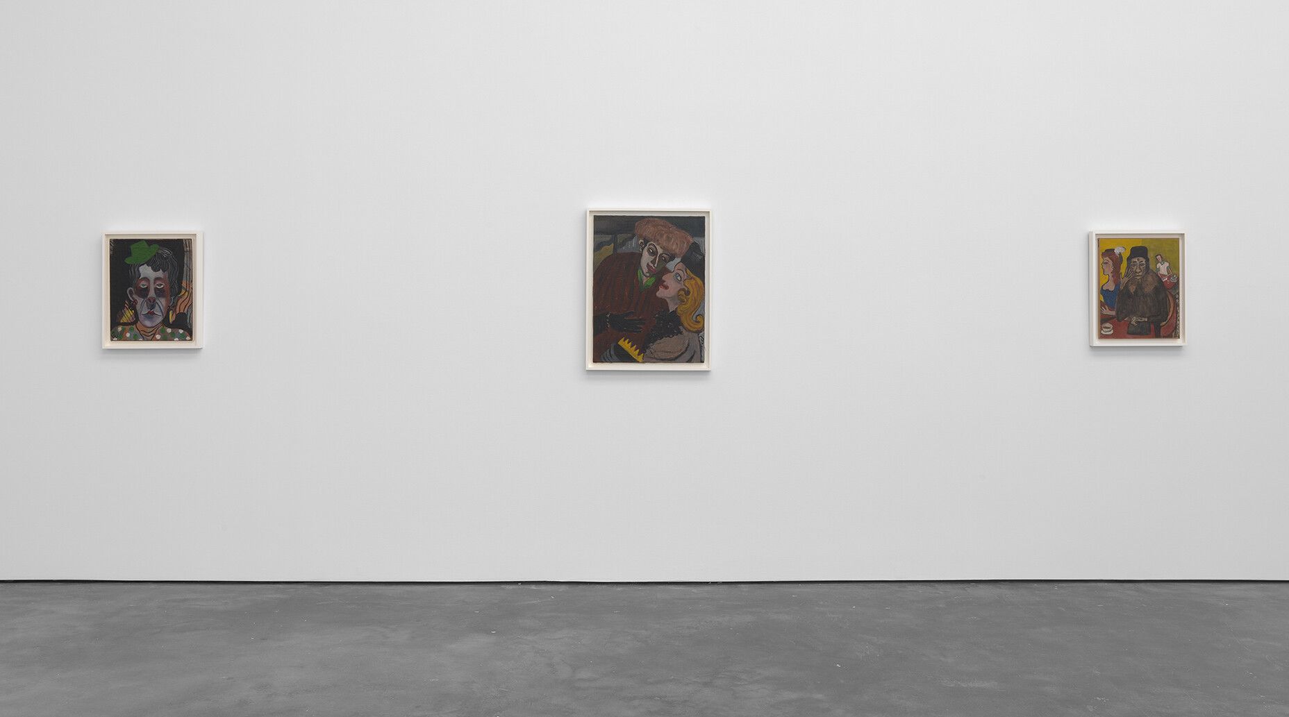 An installation view of an exhibition titled Alice Neel The Early Years at David Zwirner, New York, in 2021.