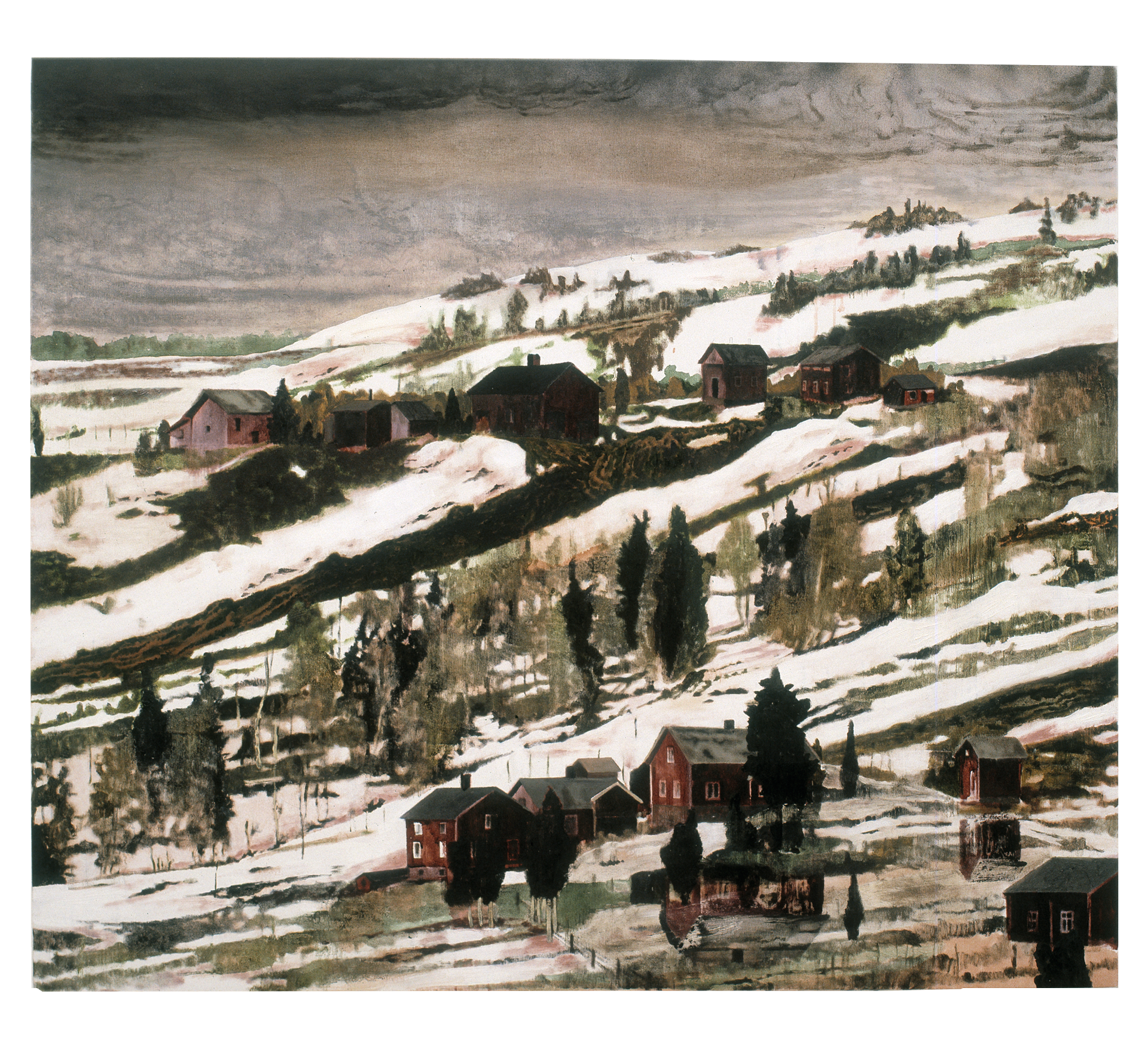 A painting by Mamma Andersson, titled Backwoods, dated 2006.