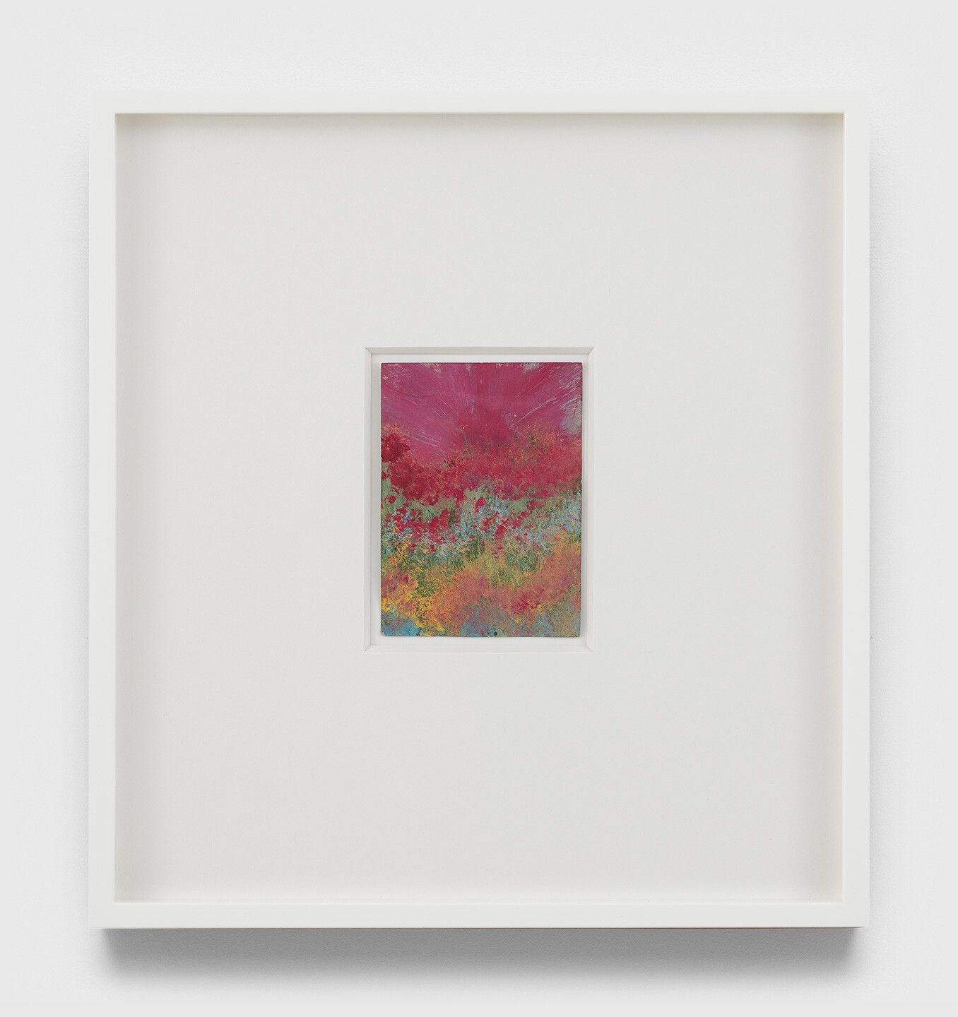 Frank Walter Untitled (Hot pink abstraction with wildflowers in blue and pink), n.d. Oil on Polaroid film cartridge box