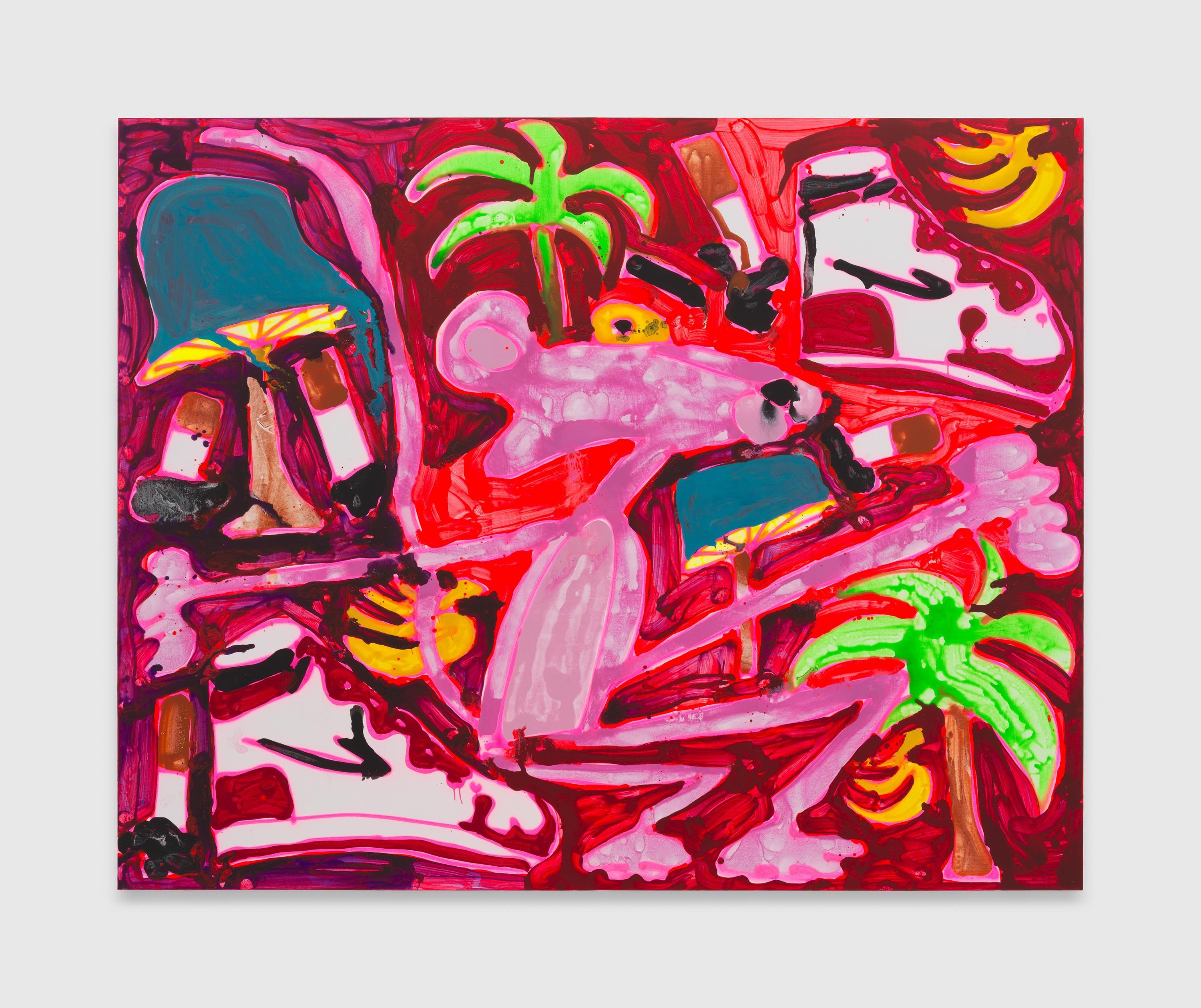 A painting by Katherine Bernhardt, titled Squat, dated 2023.