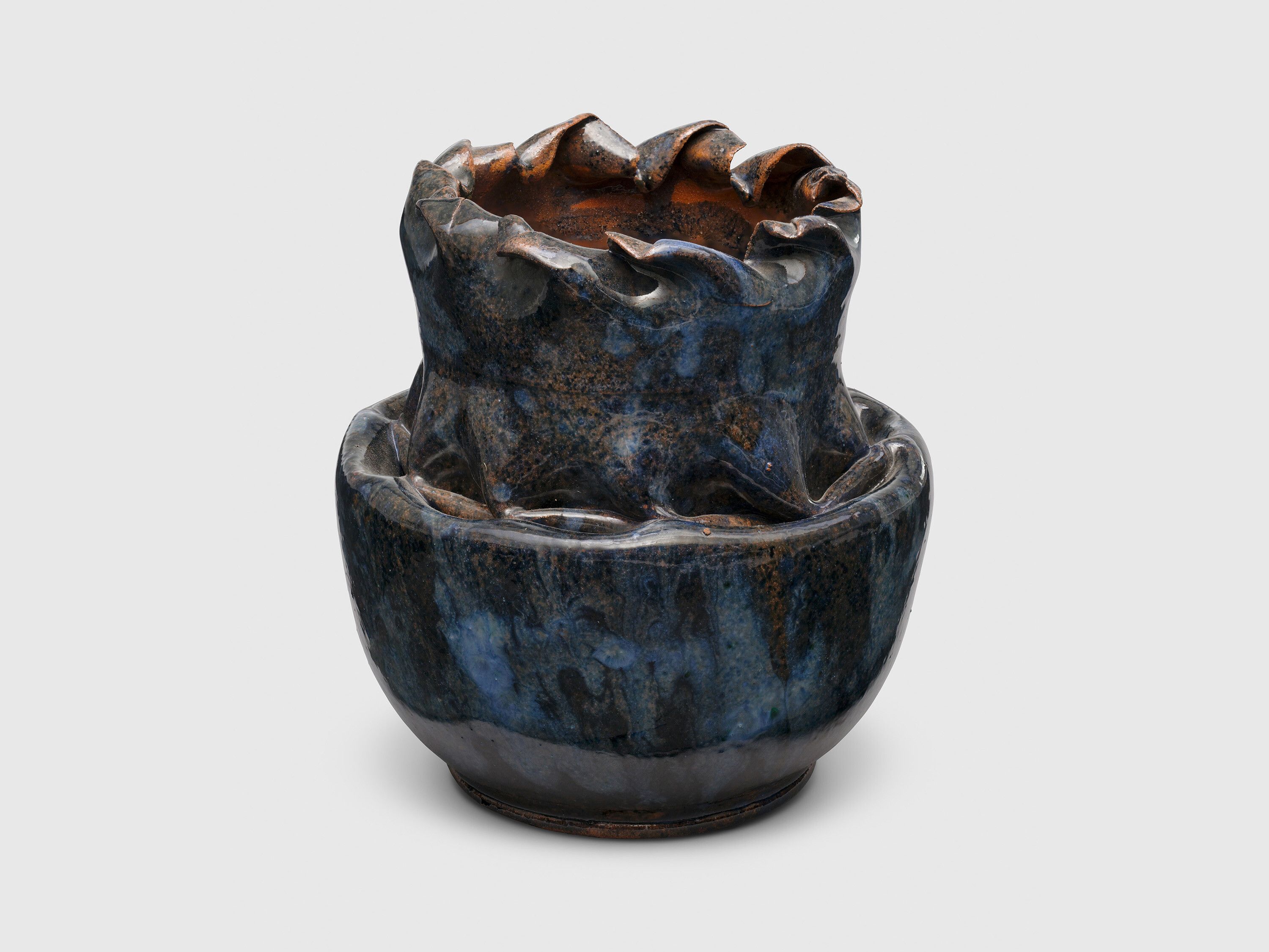 A sculpture by George Ohr, titled Vase, dated 1897 to 1900.